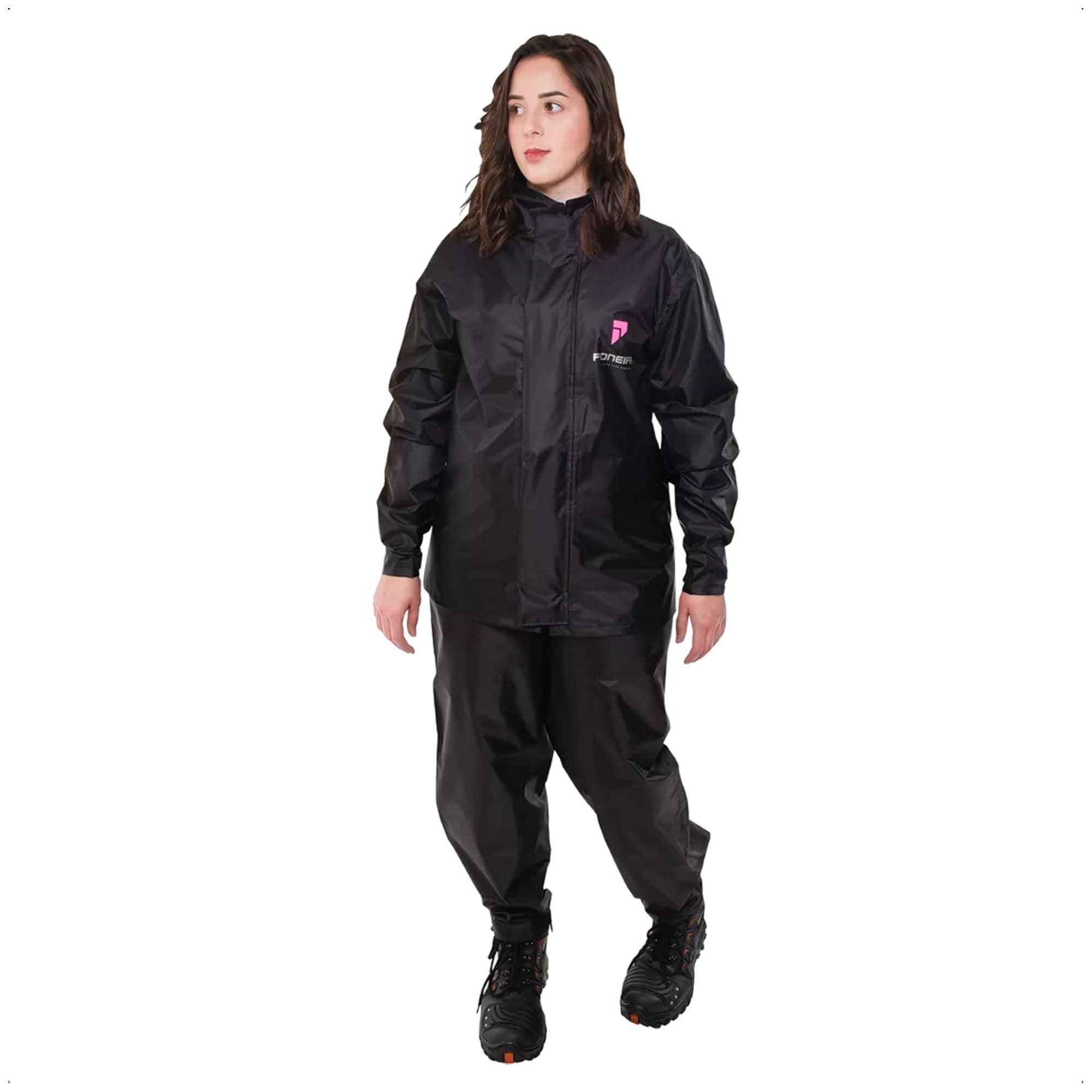 Conjunto Capa de Chuva Feminino Tam P Impermeável Motoqueiro Nylon 0,20mm Pioneira - 1801-F-PRE-P