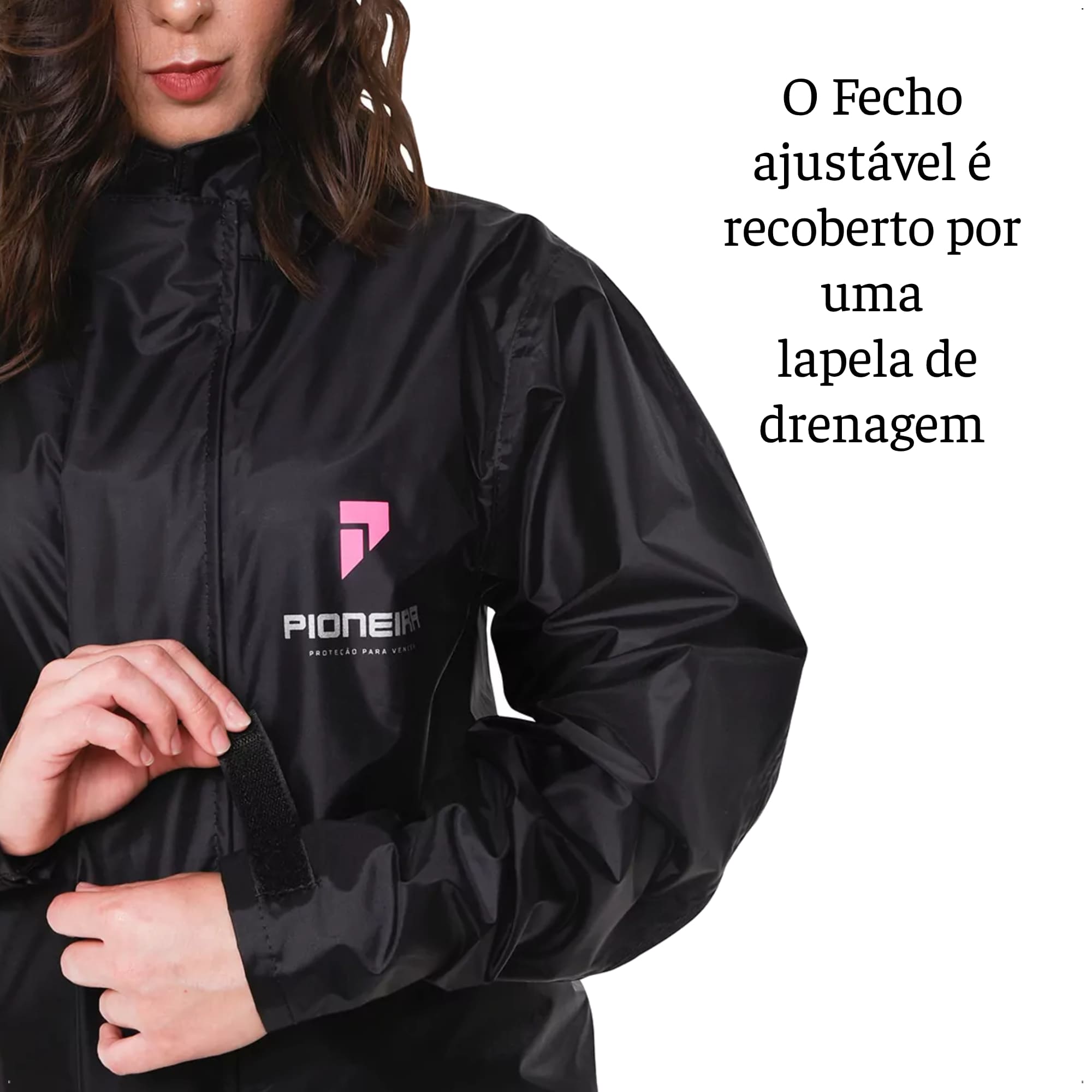 Conjunto Capa de Chuva Feminino Tam P Impermeável Motoqueiro Nylon 0,20mm Pioneira - 1801-F-PRE-P