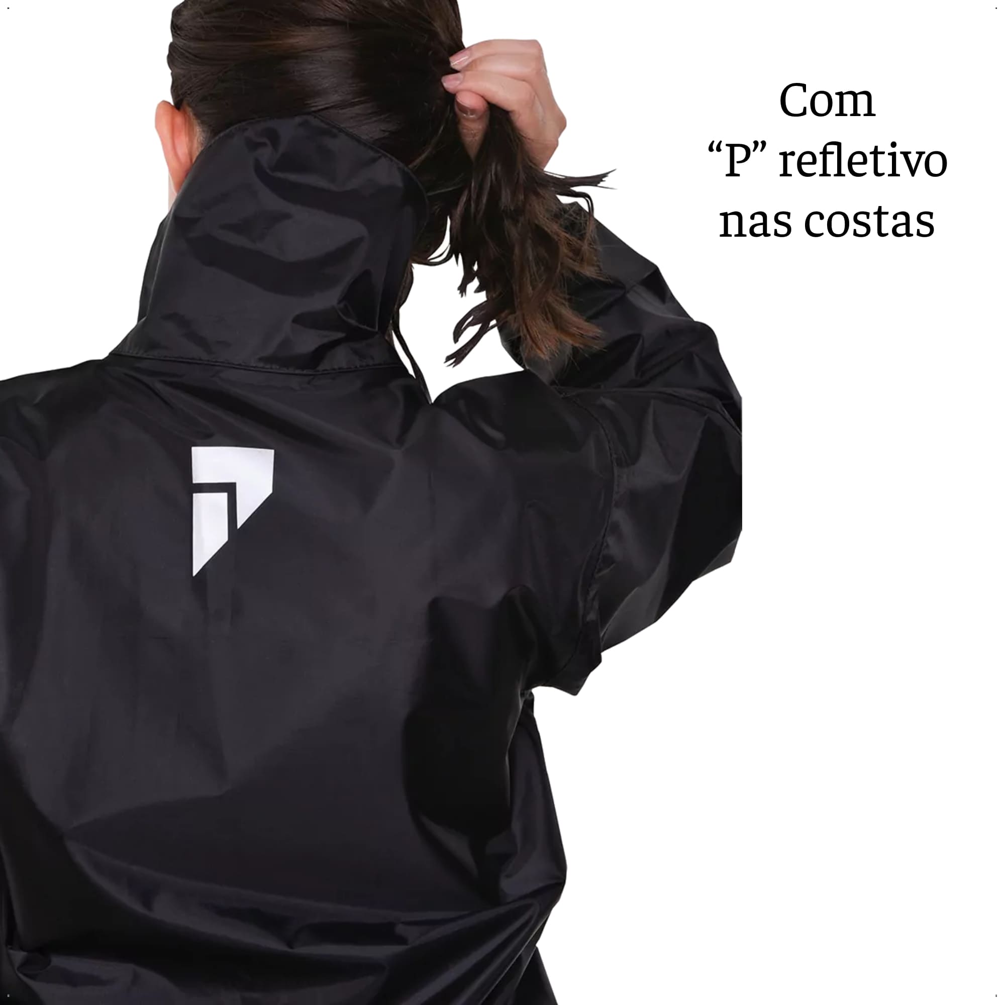 Conjunto Capa de Chuva Feminino Tam P Impermeável Motoqueiro Nylon 0,20mm Pioneira - 1801-F-PRE-P