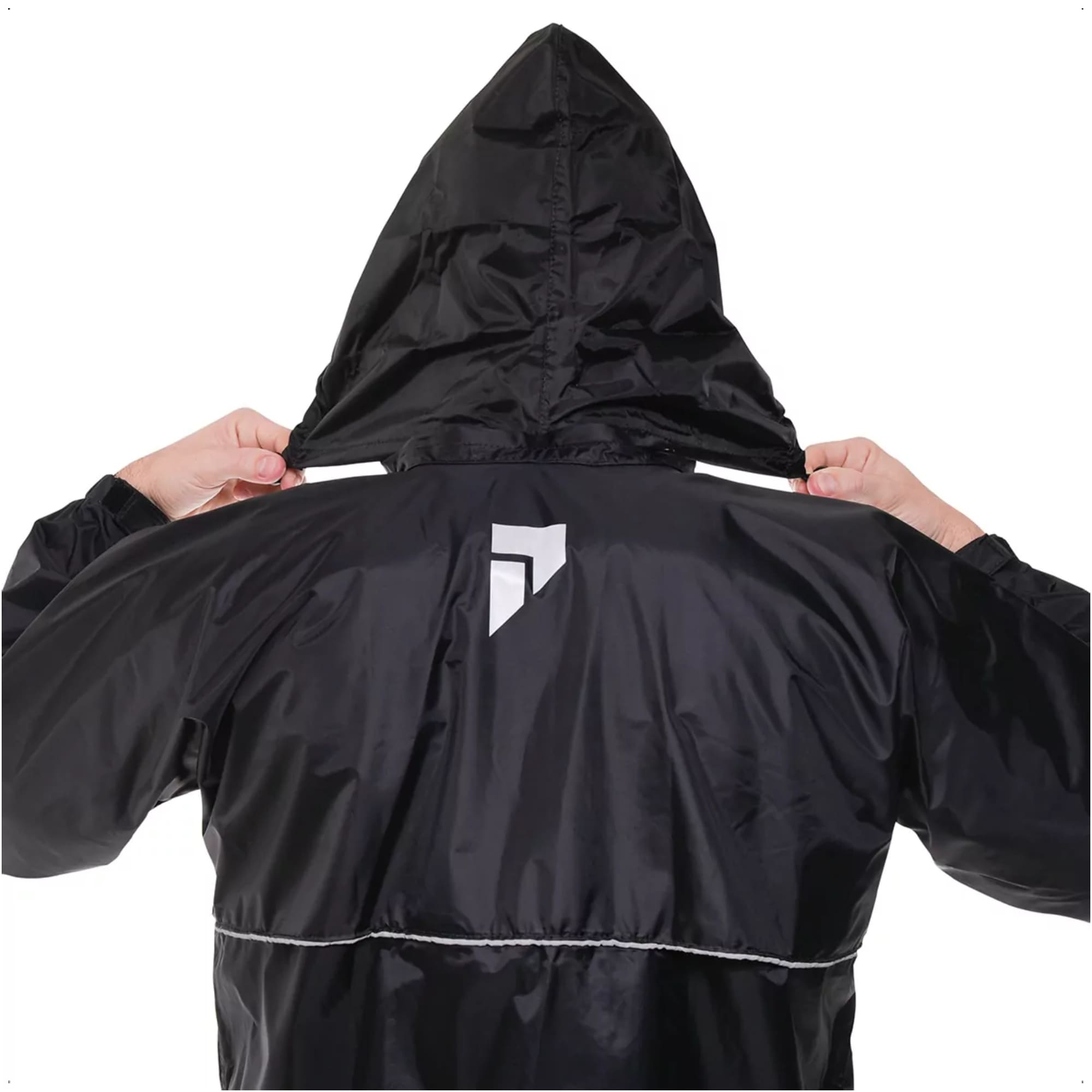 Conjunto Capa de Chuva Masculino Tam G Capuz Impermeável Moto Nylon 0,20mm Pioneira-1101-M-PRE-G