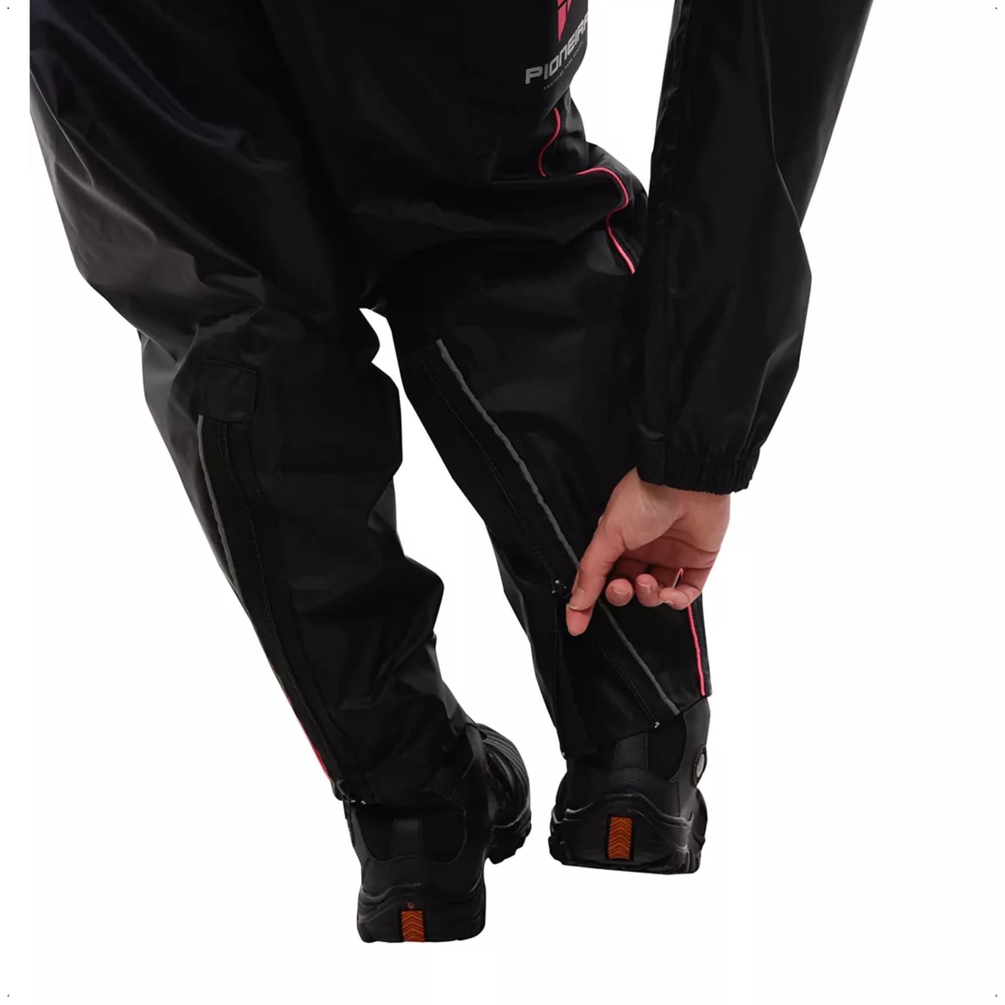 Conjunto Capa de Chuva Feminino Capuz Tam M Impermeavel Moto Nylon 0,20mm Pioneira-1101-F-PRE-M
