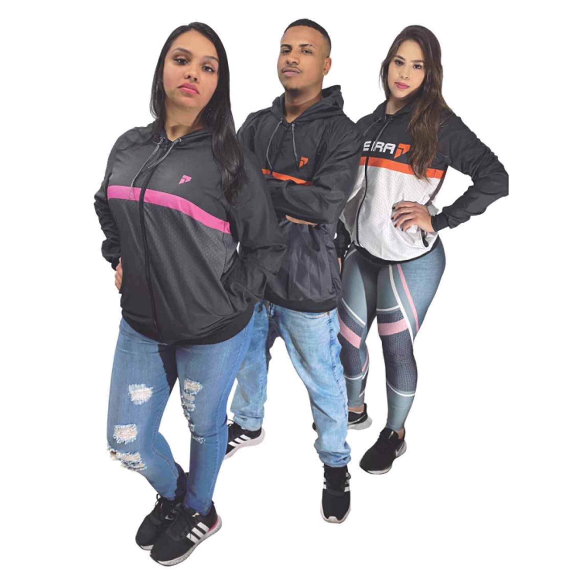 Corta Vento Casual Rosa Tamanho GG Proteção Solar Esportiva Cordão Refletivo Pioneira - 9501-GG