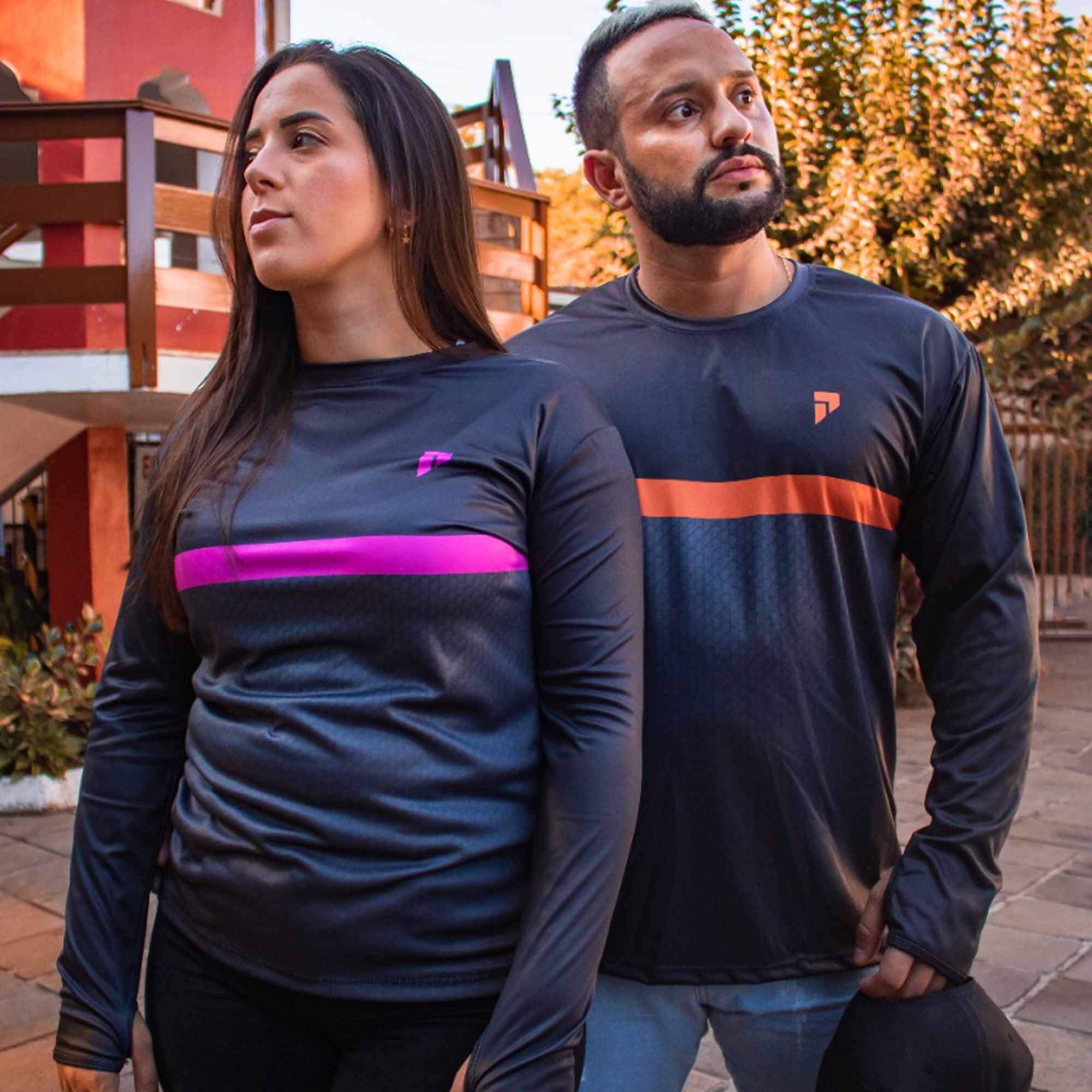 Camisa UV Térmica Casual Laranja Masculina GG Ultra Violeta Proteção Solar Pioneira - 9510-GG