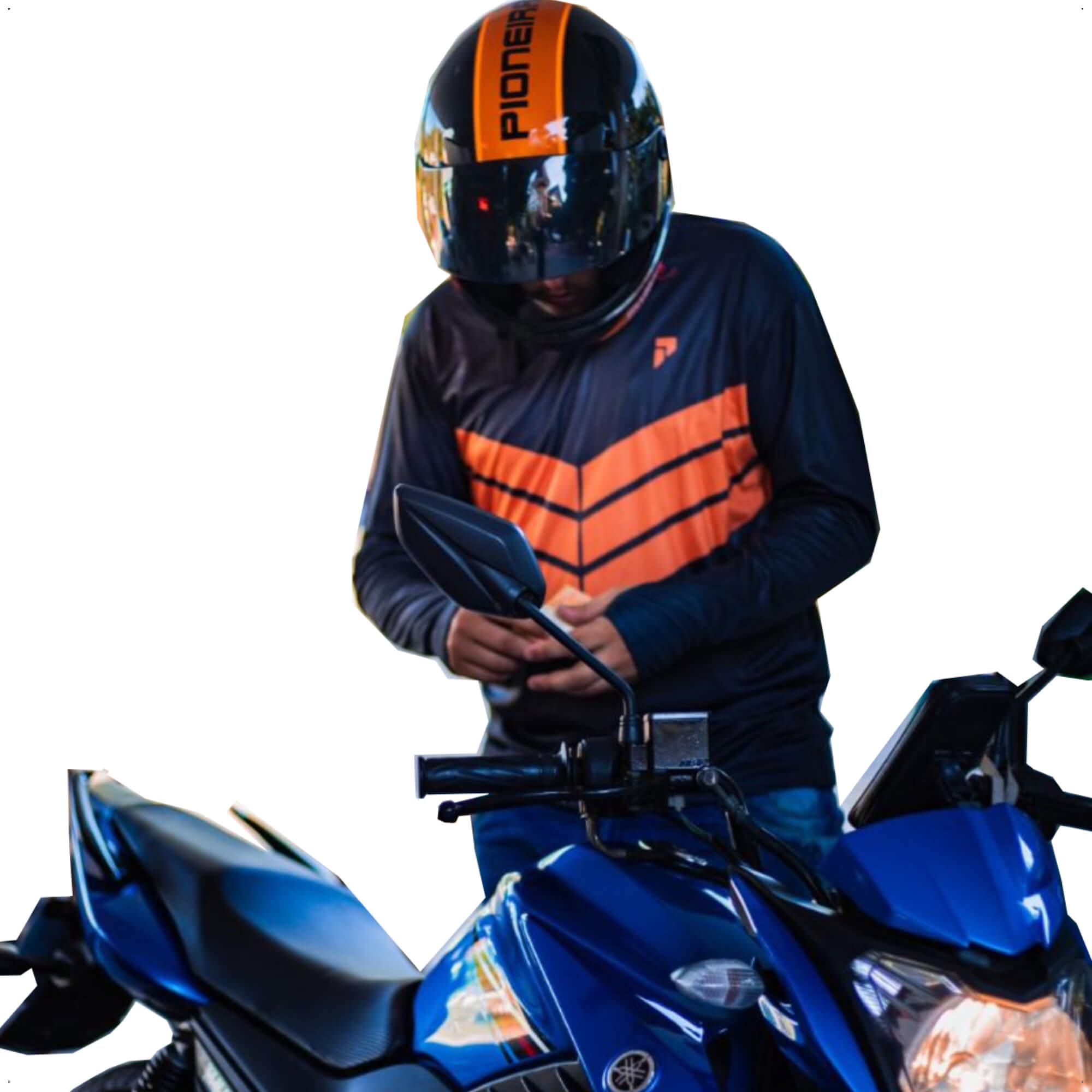 Camisa UV50 Motoboy Masculina Manga Longa Proteção Contra o Sol Laranja GG Pioneira - 9512-GG