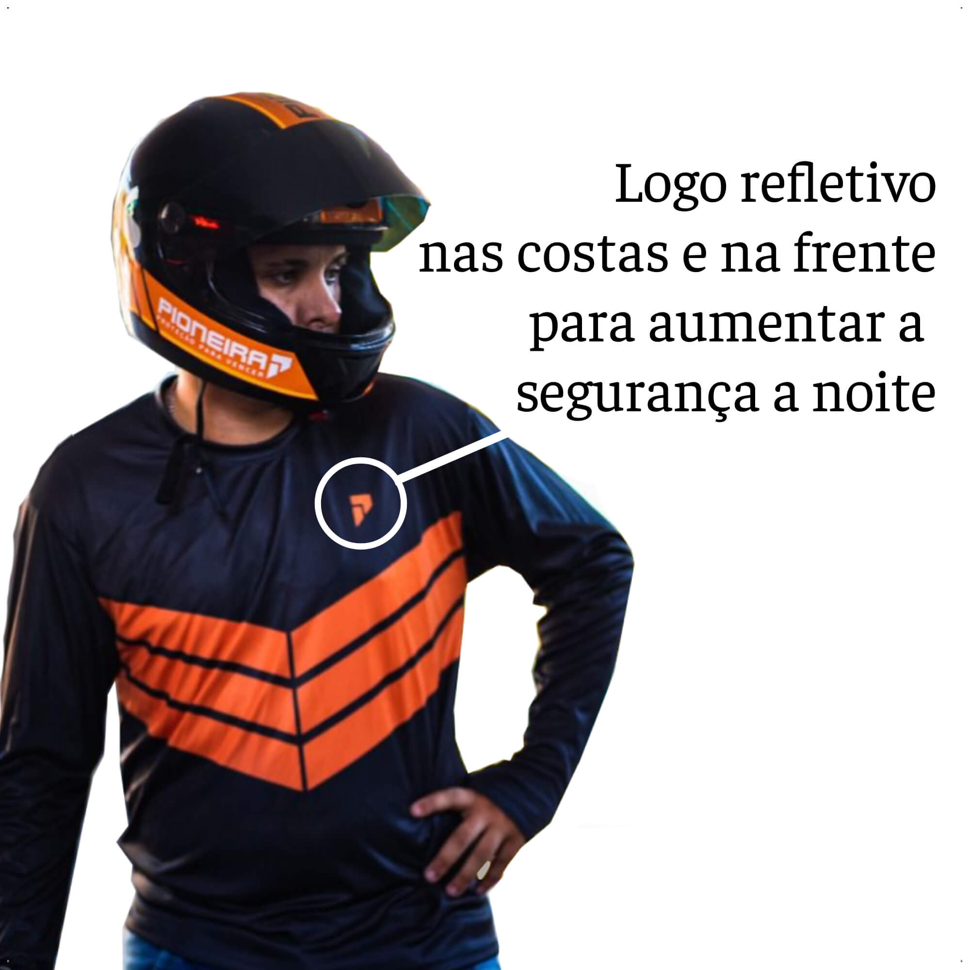 Camisa UV50 Motoboy Masculina Manga Longa Proteção Contra o Sol Laranja GG Pioneira - 9512-GG