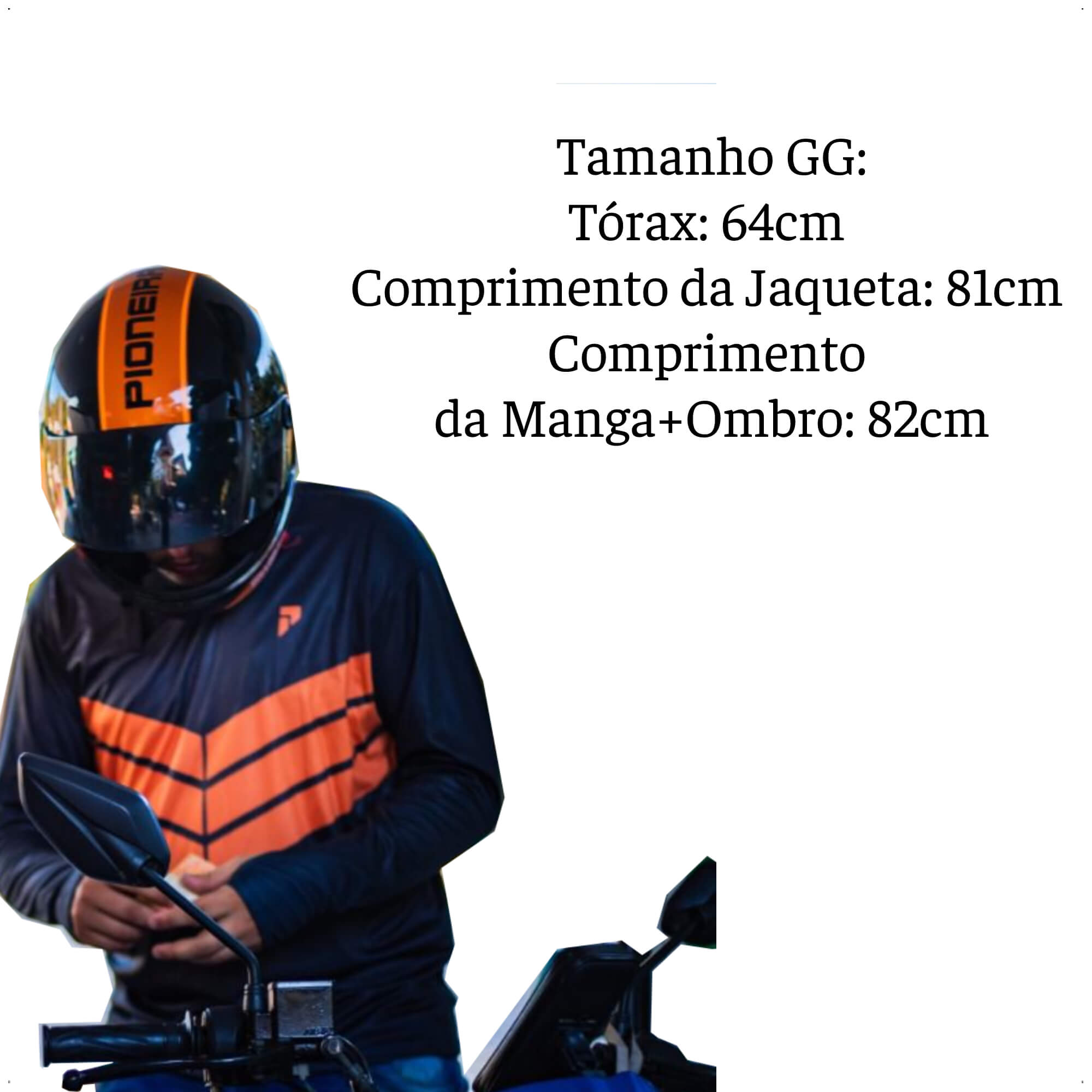 Camisa UV50 Motoboy Masculina Manga Longa Proteção Contra o Sol Laranja GG Pioneira - 9512-GG