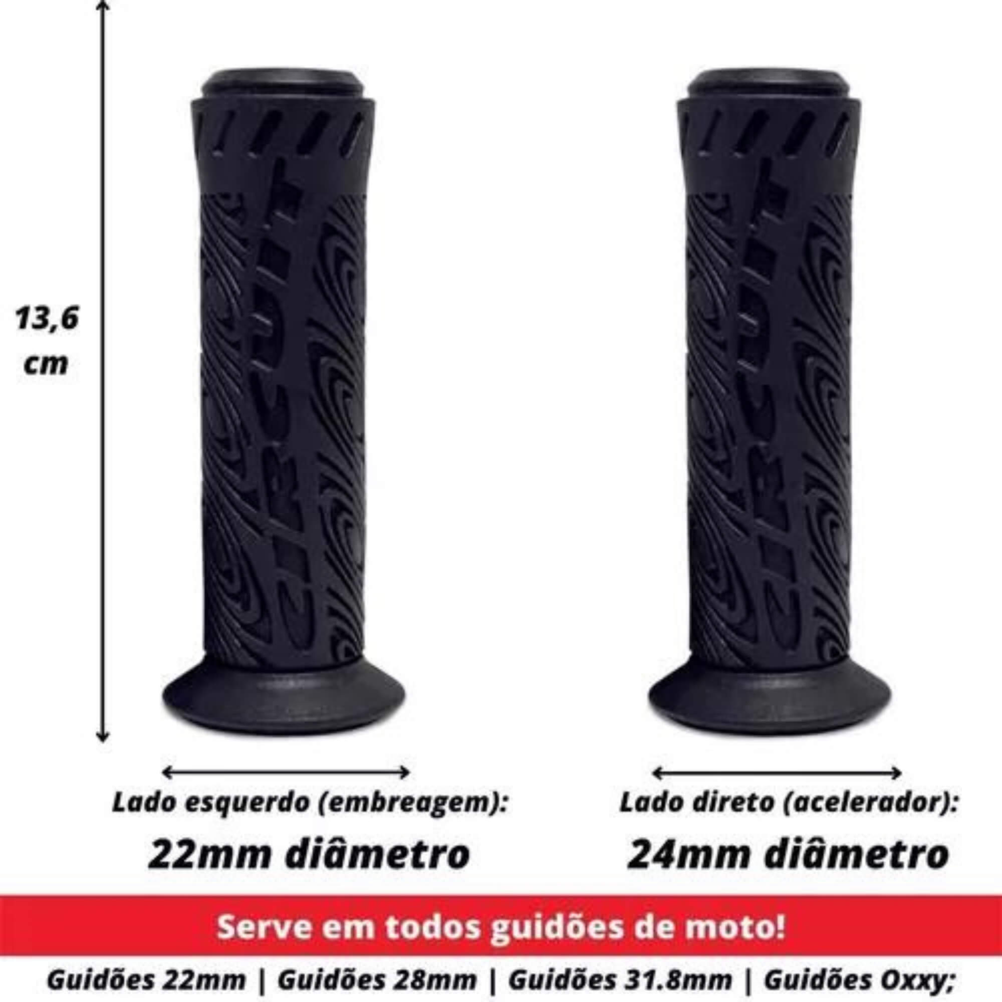 Par Manopla p/ motocicleta CG, Fan, Titan 125/150/160, Start, Job 150, YBR, Circuit - MA037-001