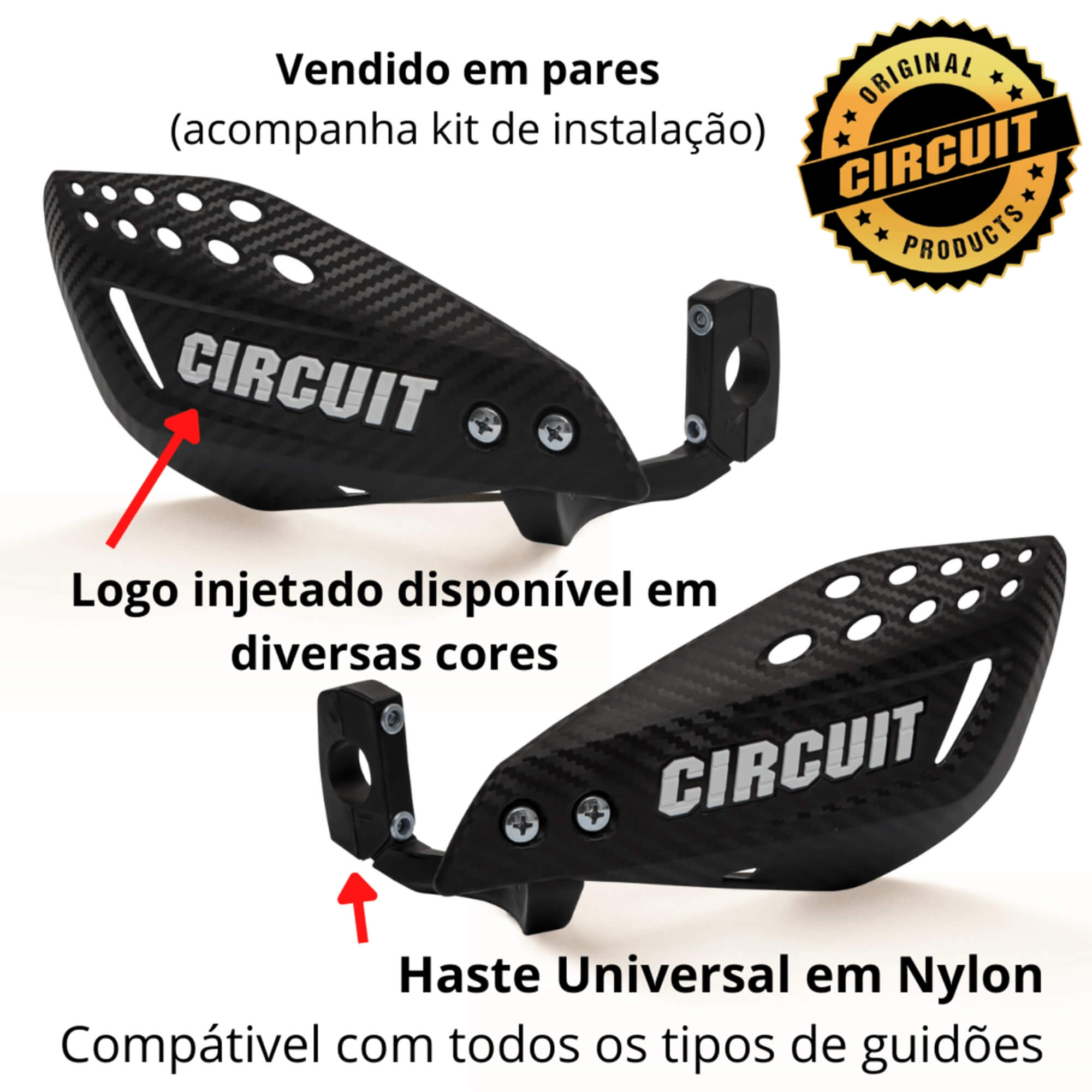 Kit Protetor de mão Off Road/Super Motard universal Vector Carbon/Cinza Circuit - PM061-2D3