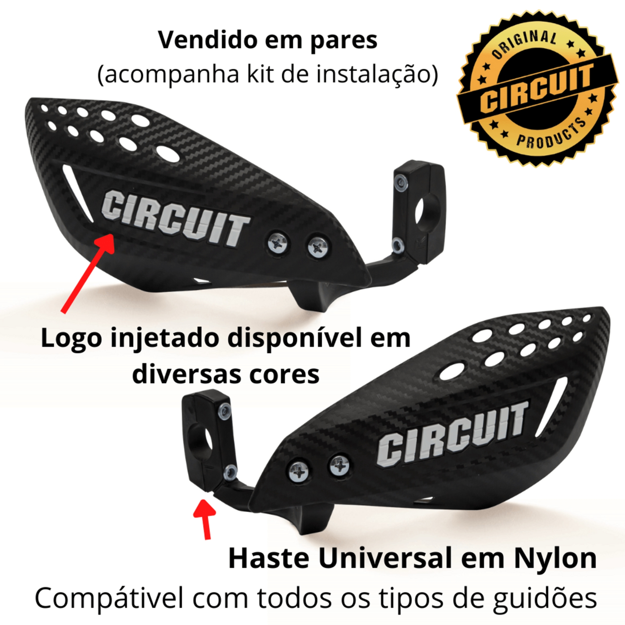 Kit Protetor de mão Off Road/Super Motard universal Vector Preto/Branco Circuit - PM061-212