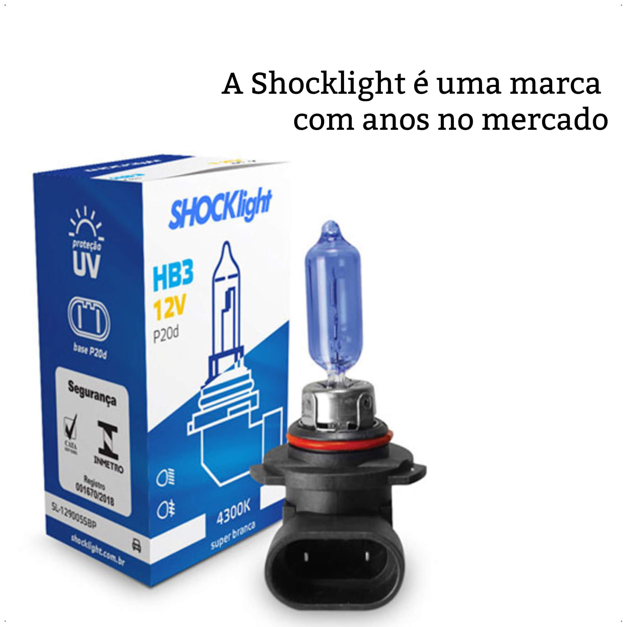 Lâmpada Halógena Super Branca HB3 4300K 12V 60W P20D 1650 Lumens Shocklight - SL-129005SBP