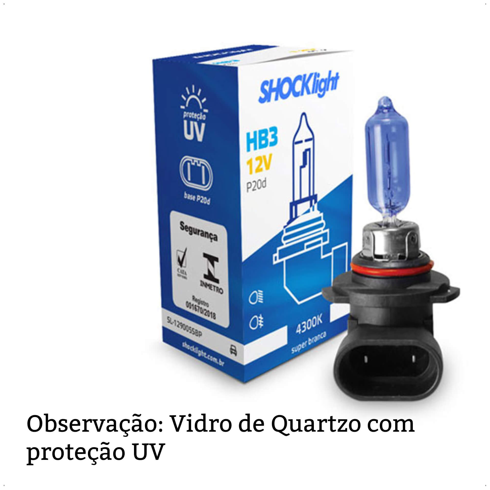 Lâmpada Halógena Super Branca HB3 4300K 12V 60W P20D 1650 Lumens Shocklight - SL-129005SBP