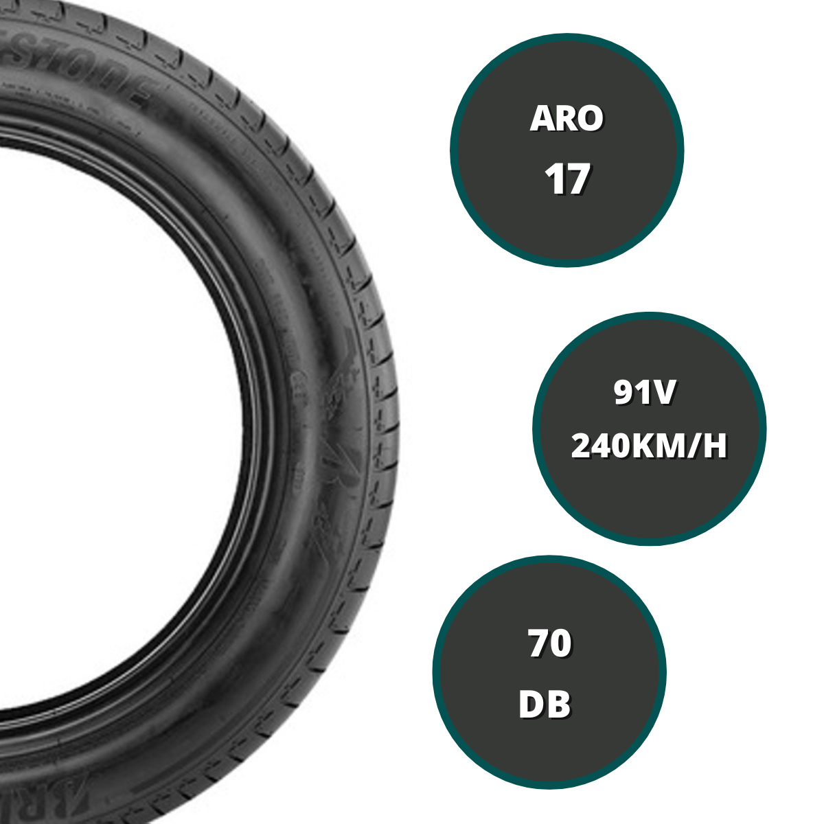 Pneu Bridgestone Turanza T005 205/55R17 91V Aro 17 615kg 240km/h BRPNEU0308