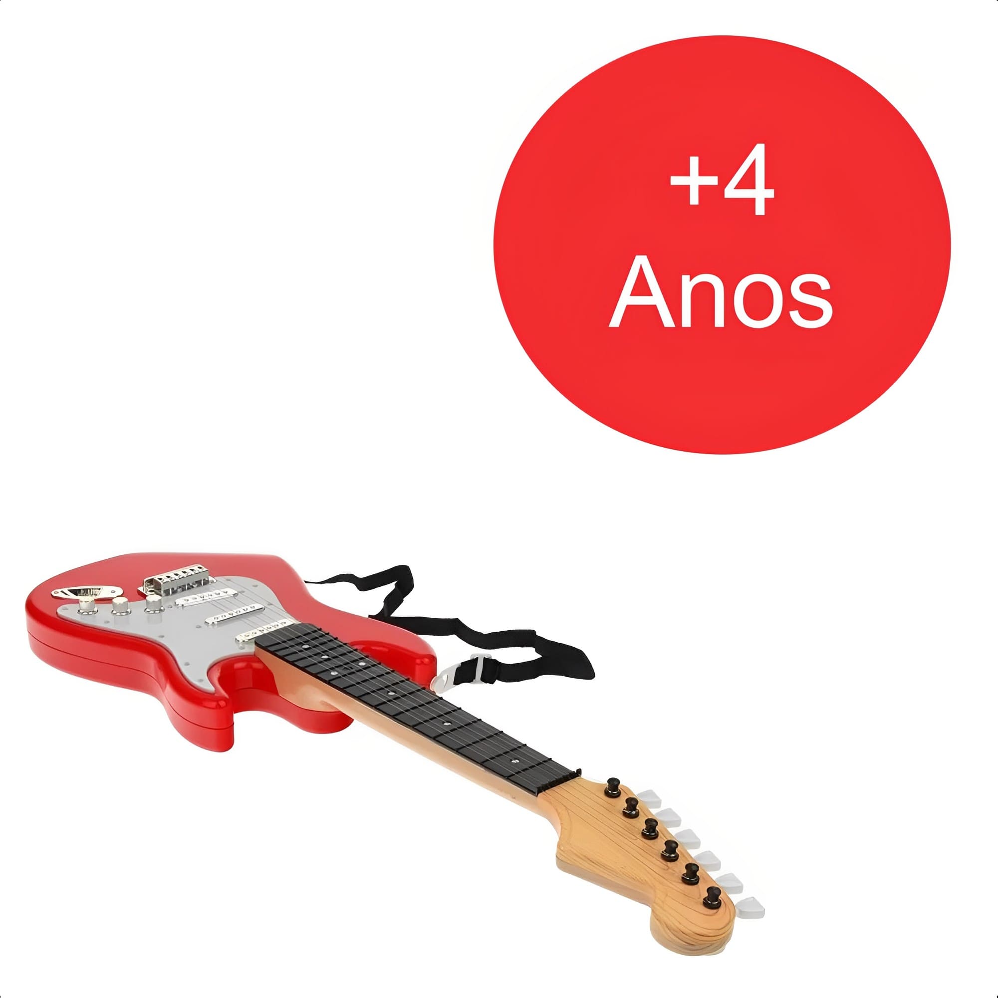 Guitarra Infantil Rock N Roll Do Re Mi Fun De Brinquedo Com Luz E Som Cordas Reguláveis + 4 Anos Vermelha - BR1531