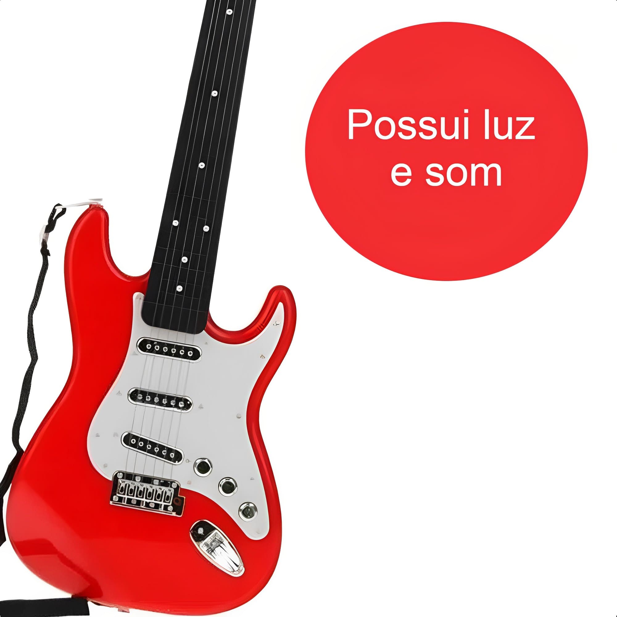 Guitarra Infantil Rock N Roll Do Re Mi Fun De Brinquedo Com Luz E Som Cordas Reguláveis + 4 Anos Vermelha - BR1531