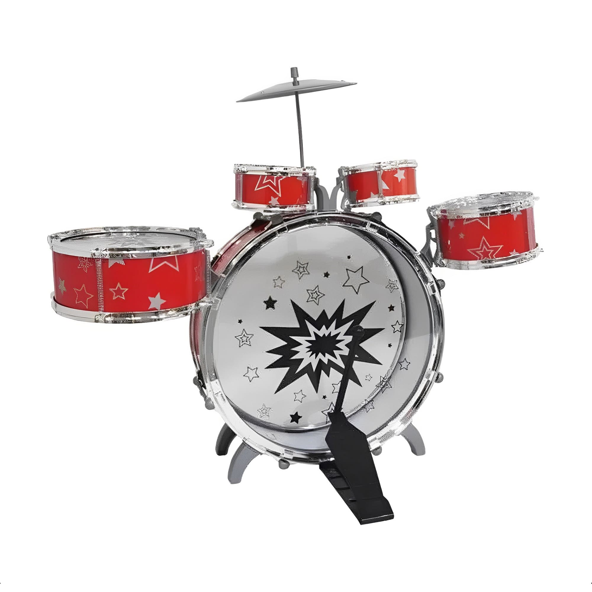 Super Bateria Rock Infantil +5 Anos Dó Ré Mi Fun Vermelha Multikids - BR1533