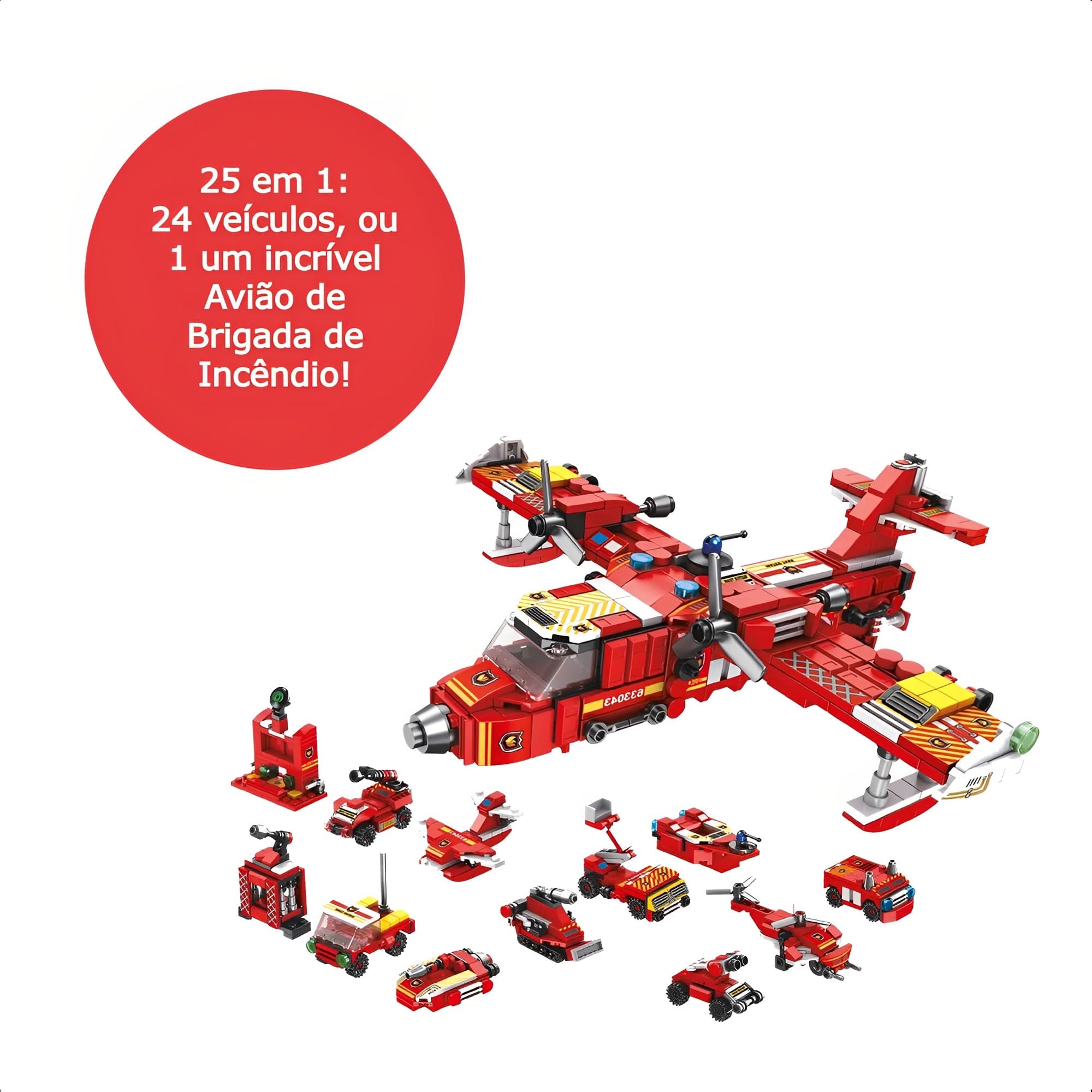 Brinquedo de Montar +6 Anos Cubic 25 Em 1 Brigada De Incêndio 572 Peças Multikids - BR1614