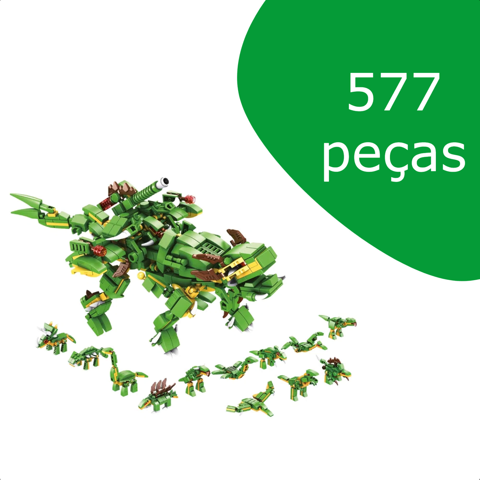 Brinquedo De Montar Cubic 25 Em 1 Dino 577 Peças Mega Dinossauro Acima De 6 Anos Multikids - BR1615