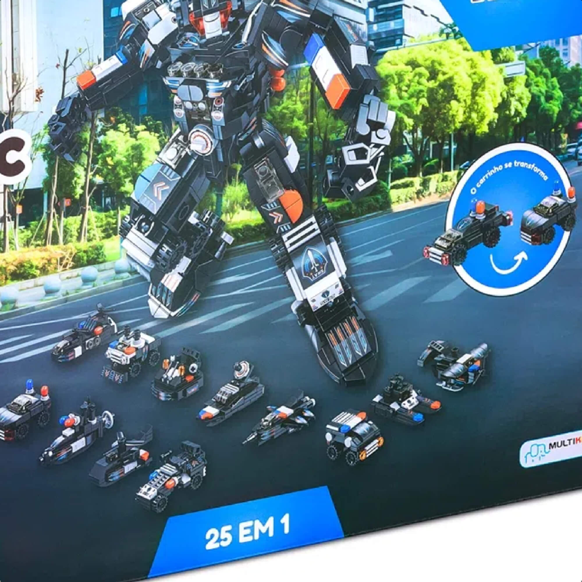 Brinquedo de Montar Cubic 25 em 1 Polícia Swat Robot 600 Peças Acima de 6 Anos Multikids - BR1616