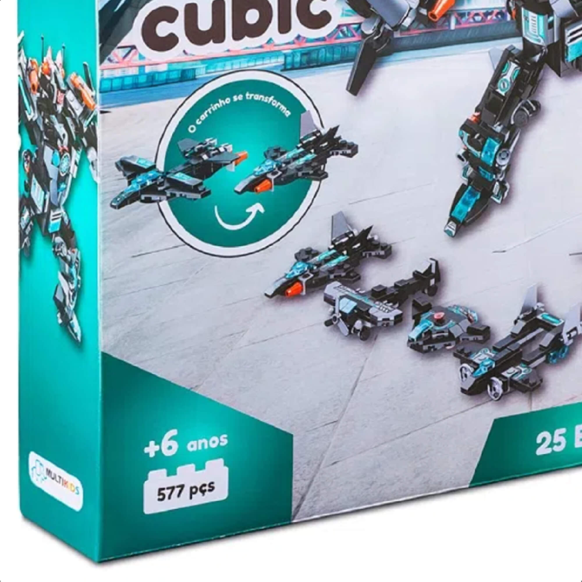 Brinquedo De Encaixe Cubic 25 Em 1 Super Robot 577 Peças +6 Anos Multikids - BR1618