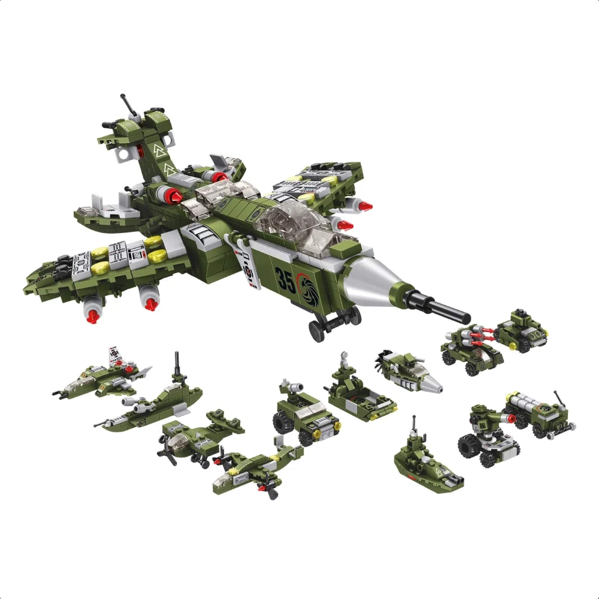 Brinquedo de Encaixe Cubic 25 em 1 Avião de Combate 576 Peças +6 Anos Multikids - BR1620
