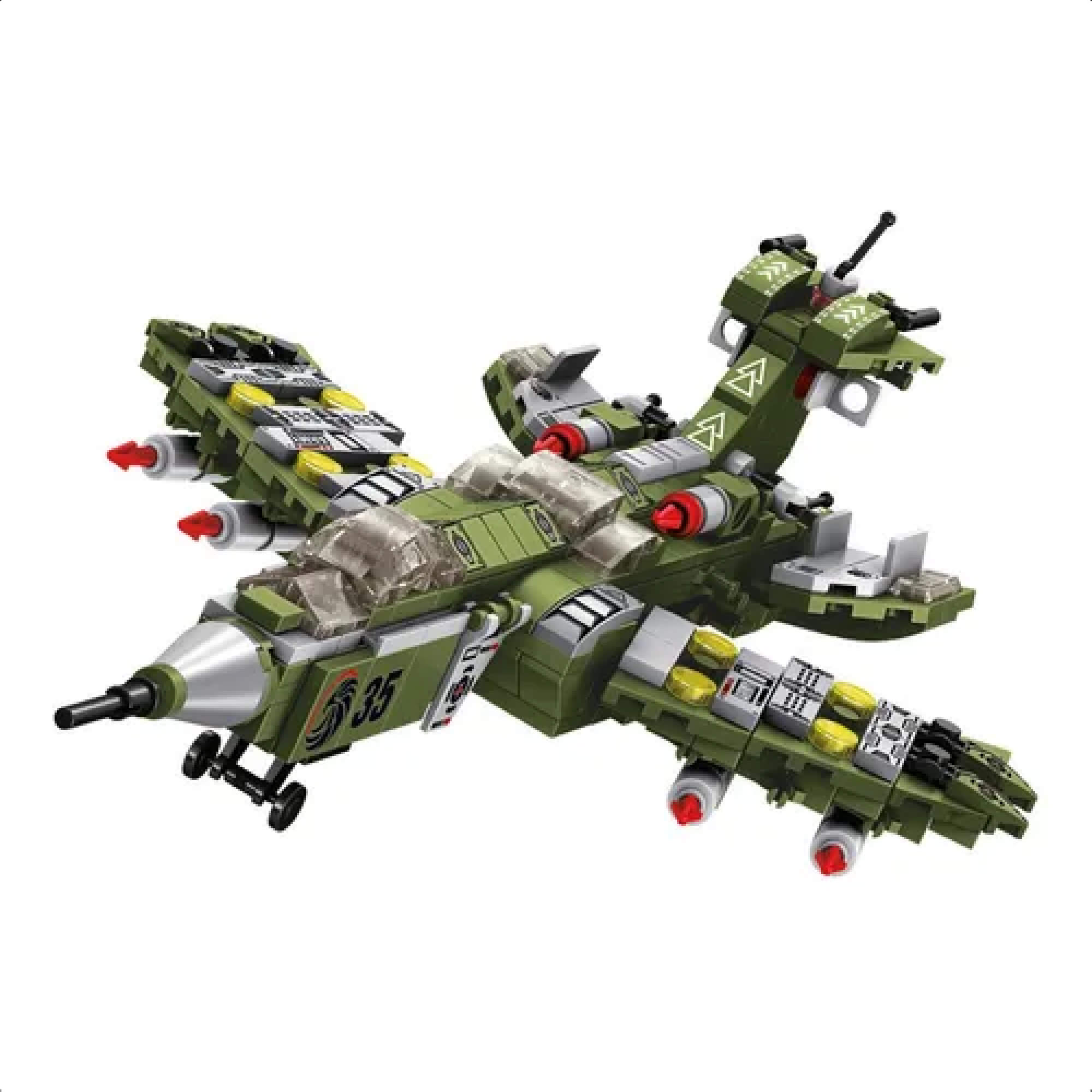 Brinquedo de Encaixe Cubic 25 em 1 Avião de Combate 576 Peças +6 Anos Multikids - BR1620