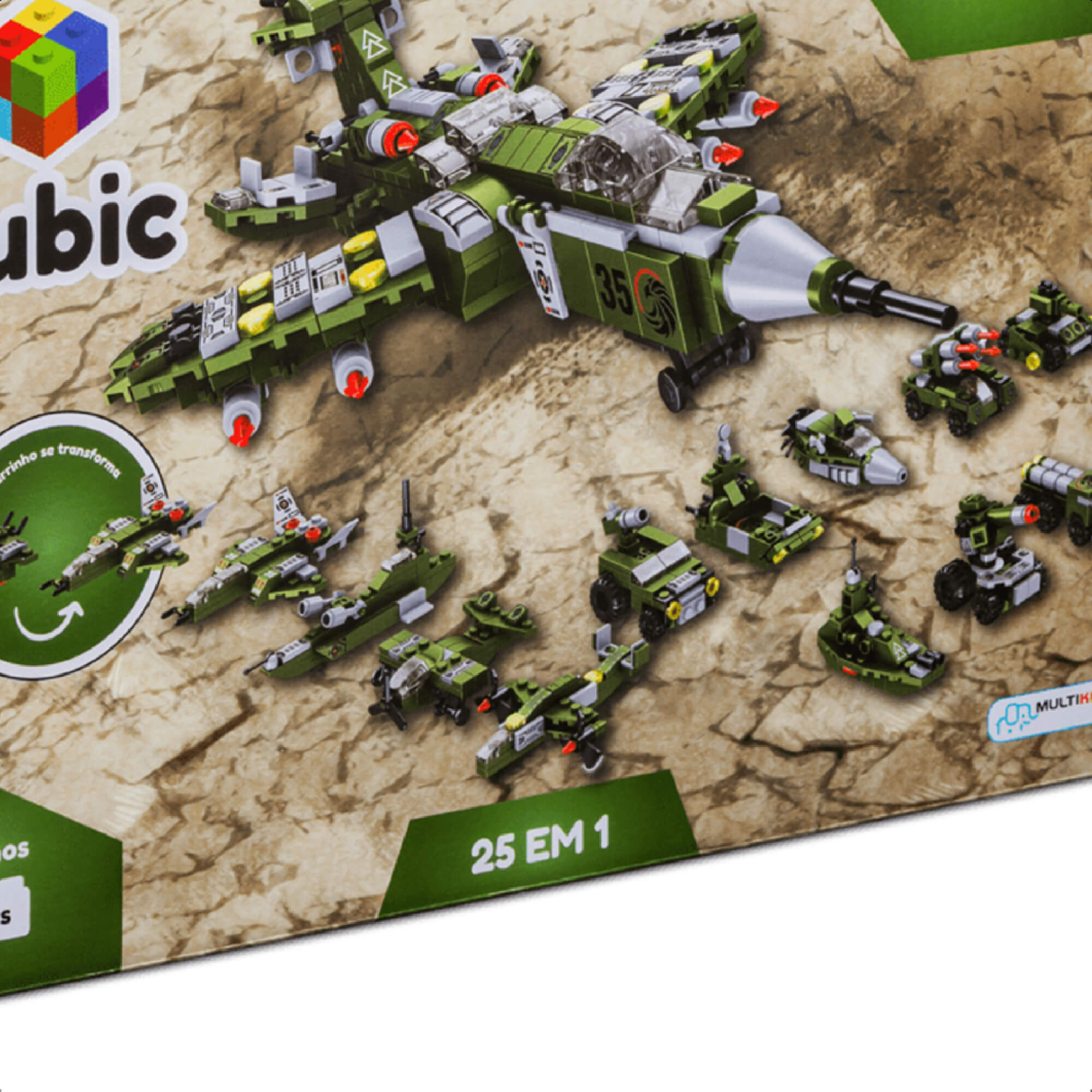 Brinquedo de Encaixe Cubic 25 em 1 Avião de Combate 576 Peças +6 Anos Multikids - BR1620
