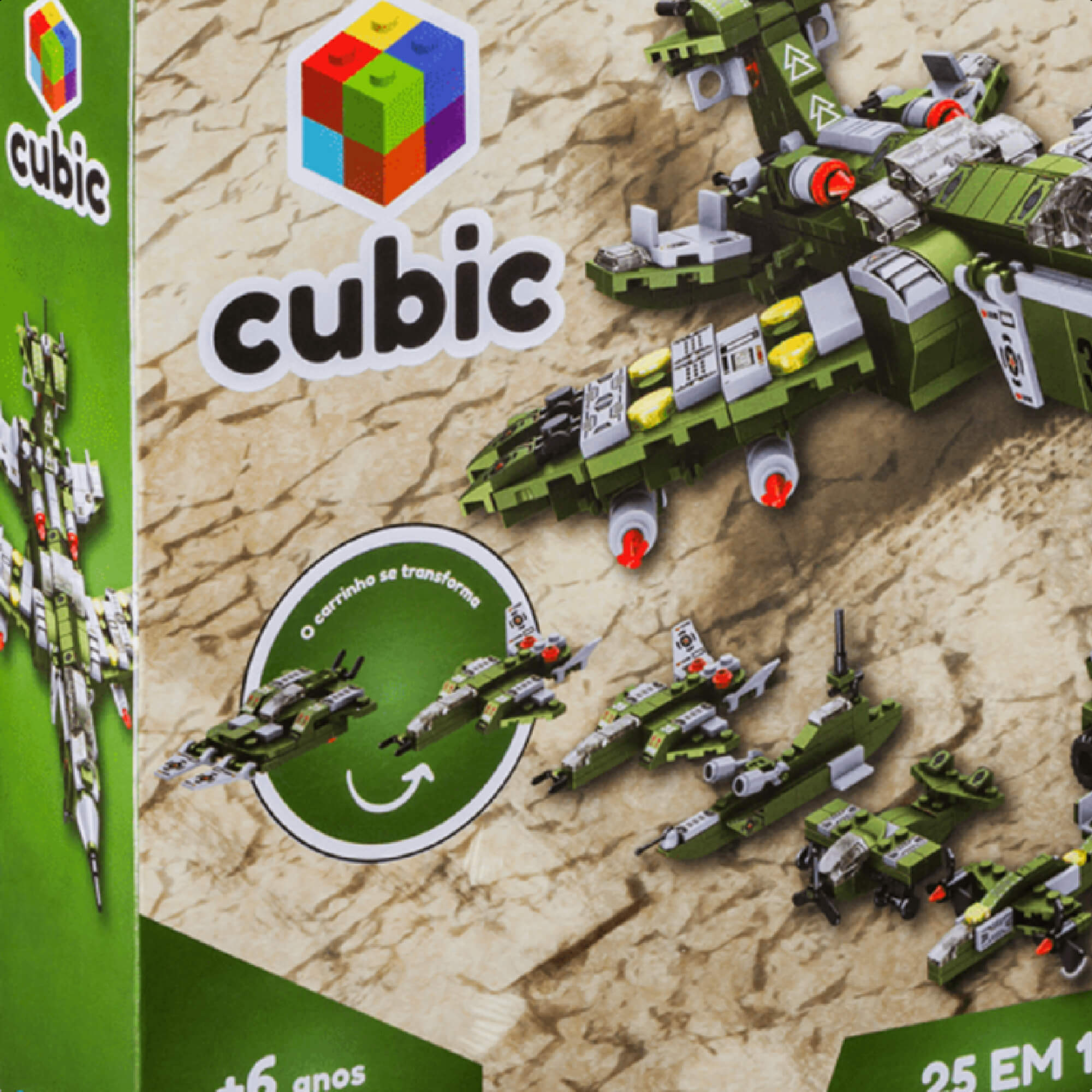 Brinquedo de Encaixe Cubic 25 em 1 Avião de Combate 576 Peças +6 Anos Multikids - BR1620