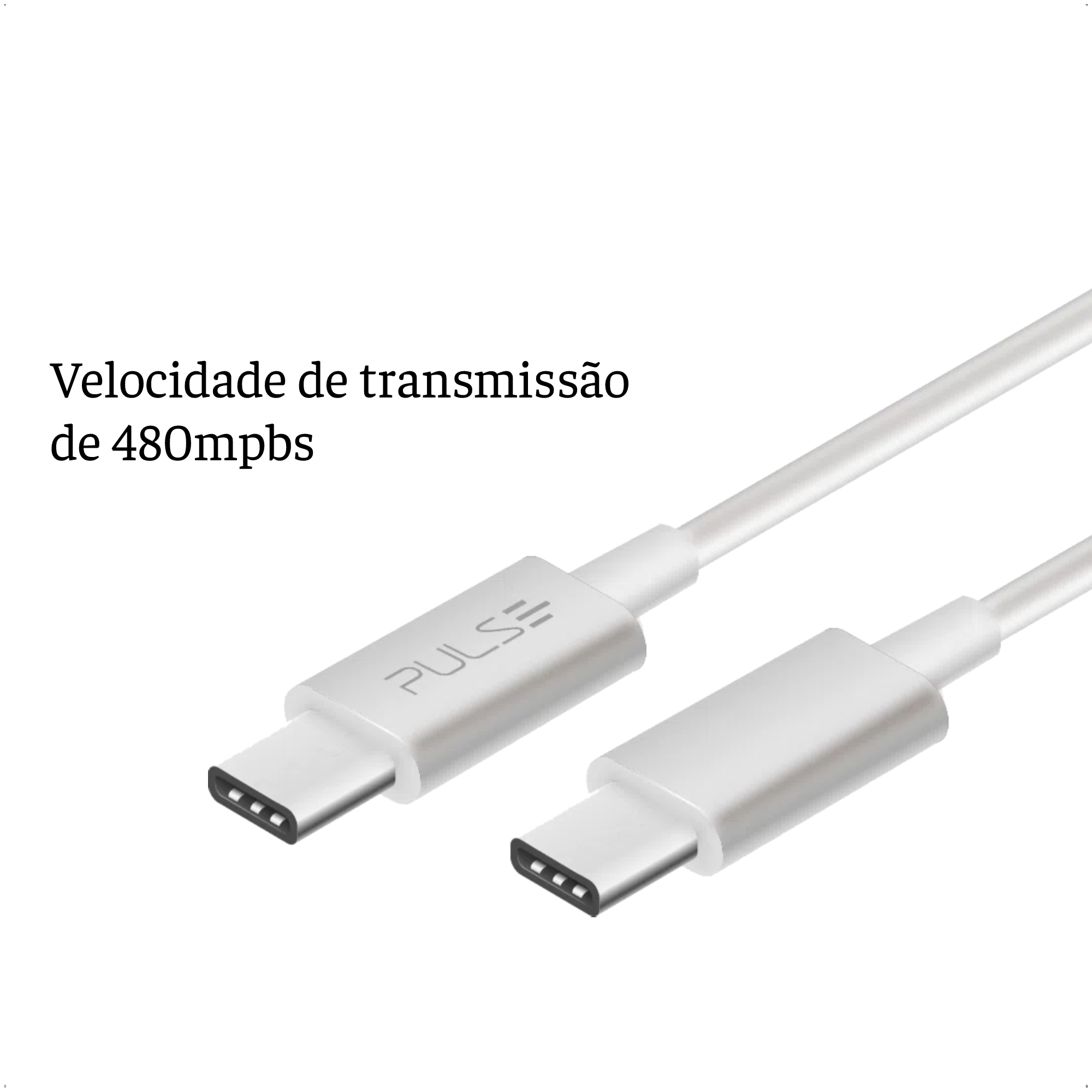 Cabo USB-C 1.2 Metro velocidade de Transmissão 480mpbs Branco Pulse Multilaser - WI426