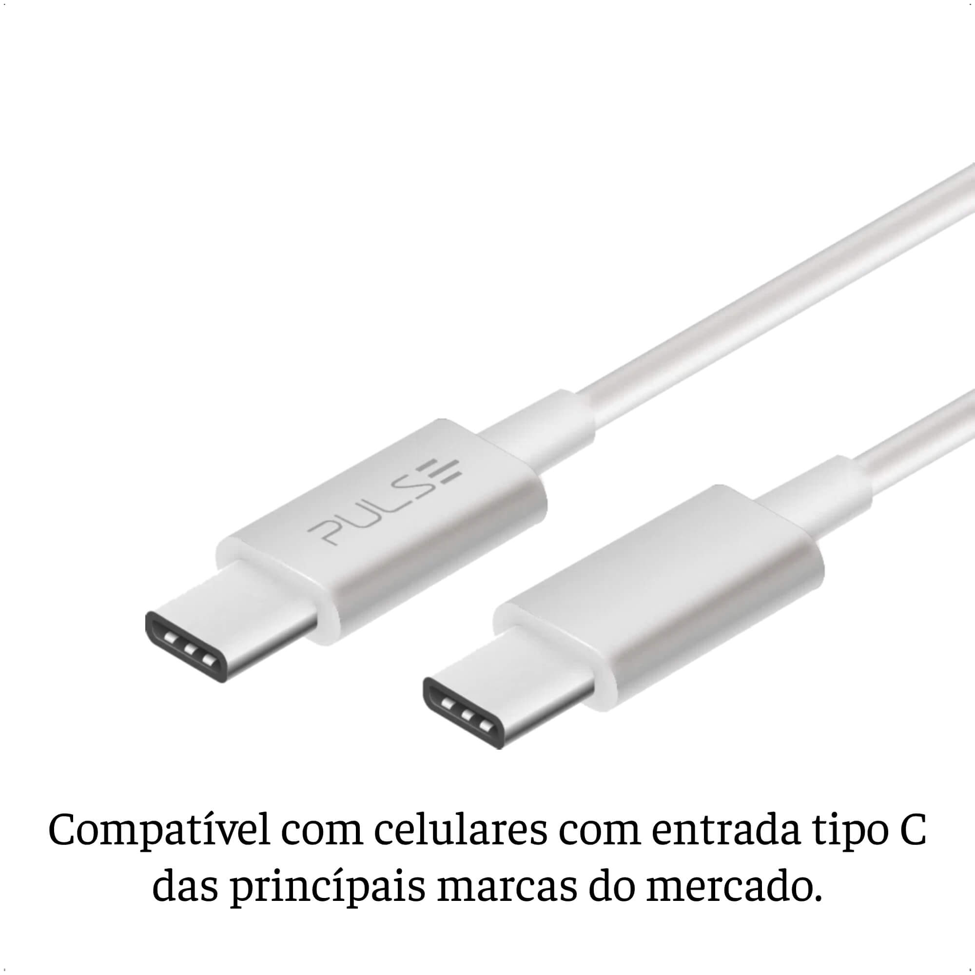 Cabo USB-C 1.2 Metro velocidade de Transmissão 480mpbs Branco Pulse Multilaser - WI426