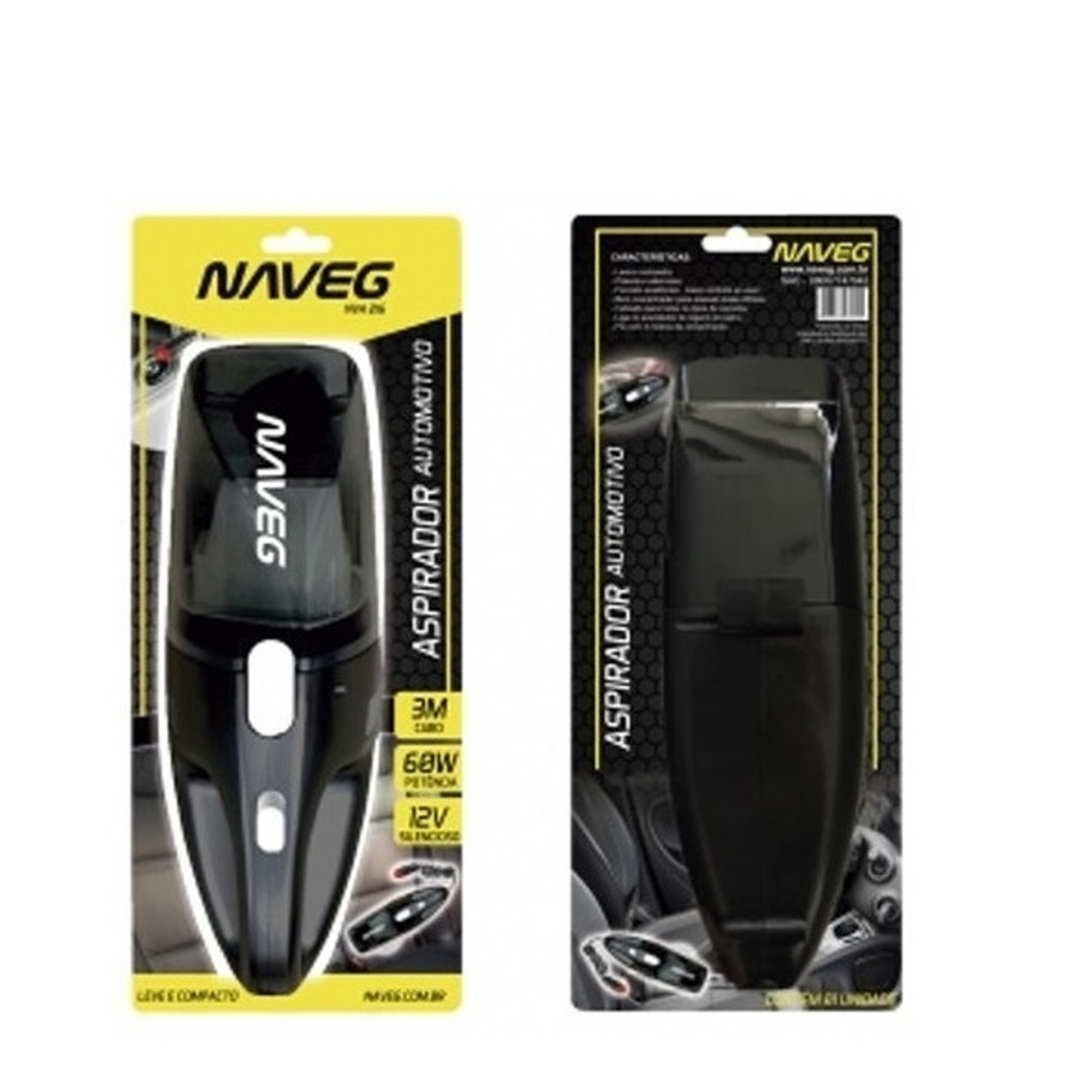 Aspirador de Pó Automotivo 60W Cabo 3 Metros 12V Limpeza Prático Multiuso Naveg - NVA 216