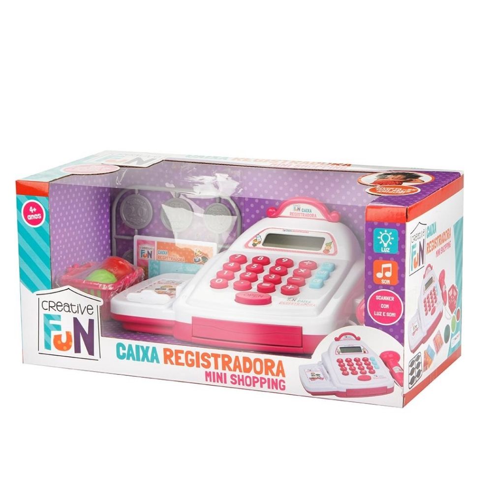 12 UN Brinquedo Creative Fun Caixa Registradora Mini Shopping Rosa Com Acessórios Multikids - BR1182