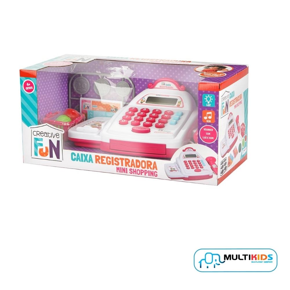 12 UN Brinquedo Creative Fun Caixa Registradora Mini Shopping Rosa Com Acessórios Multikids - BR1182
