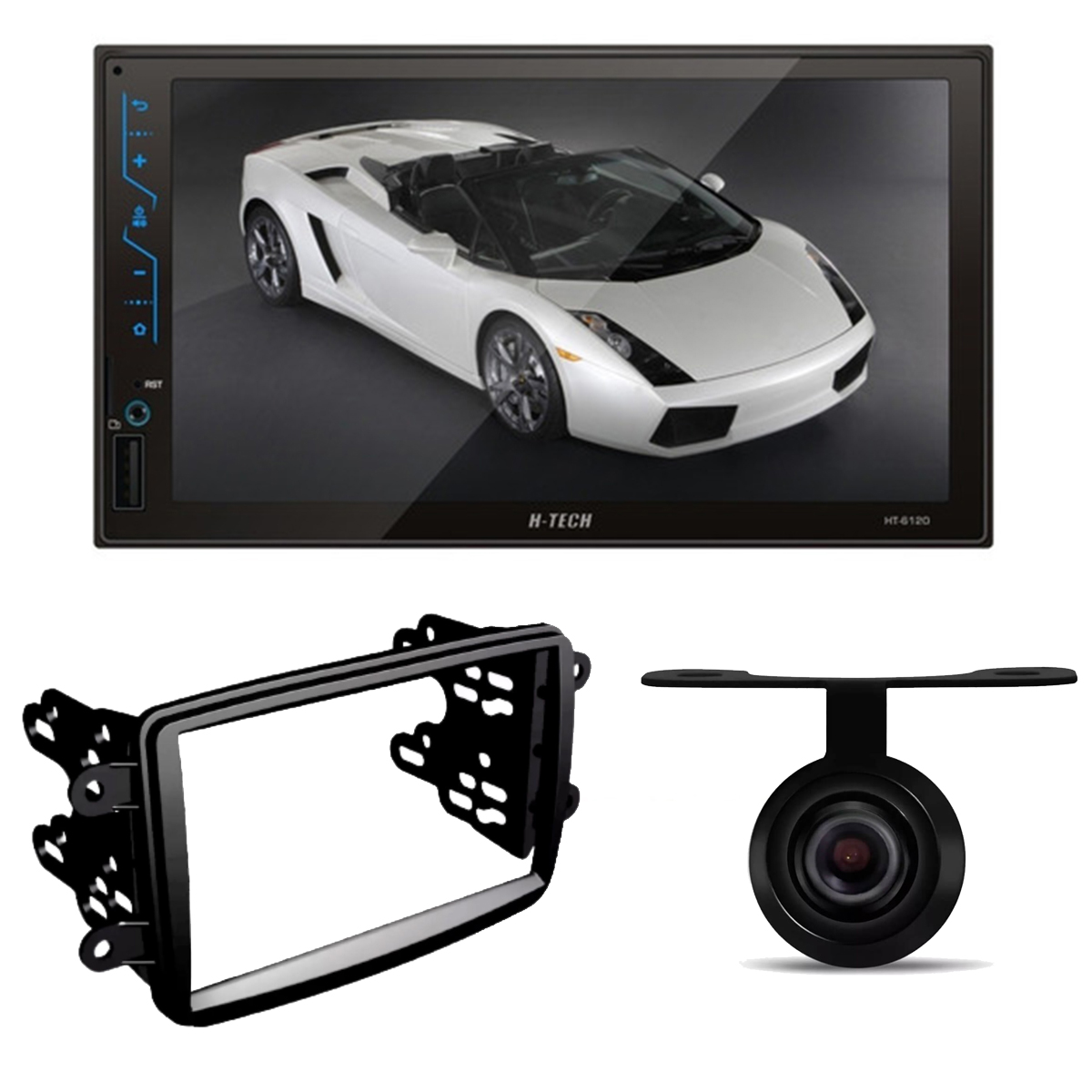 Central Multimídia 2 Din Android 10 MP5 7 Polegadas HT-6120 + Moldura Duster + Câmera de ré