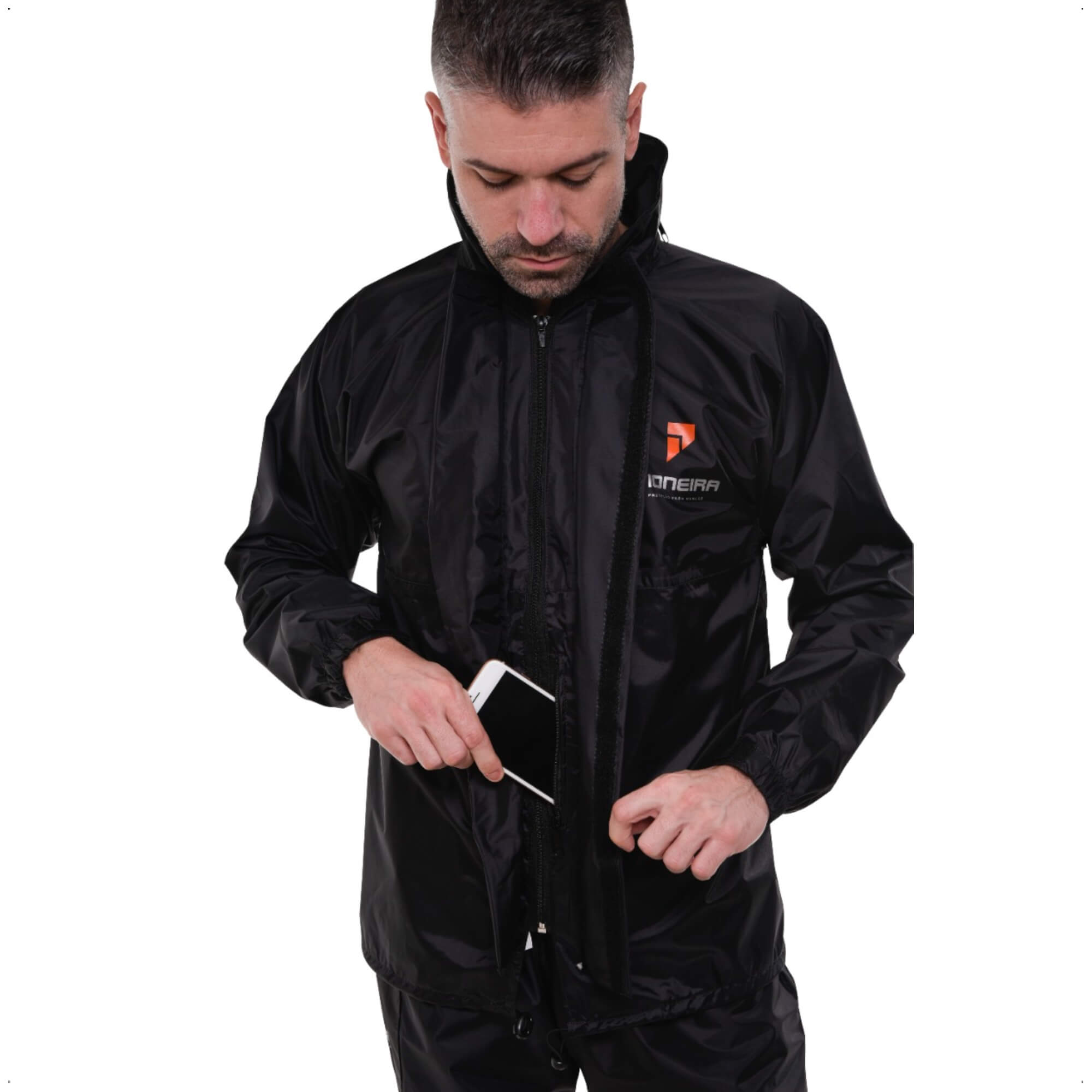 Conjunto Capa de Chuva Masculino Tam GG Impermeável Moto Nylon 0,20mm Pioneira -1101-M-PRE-GG