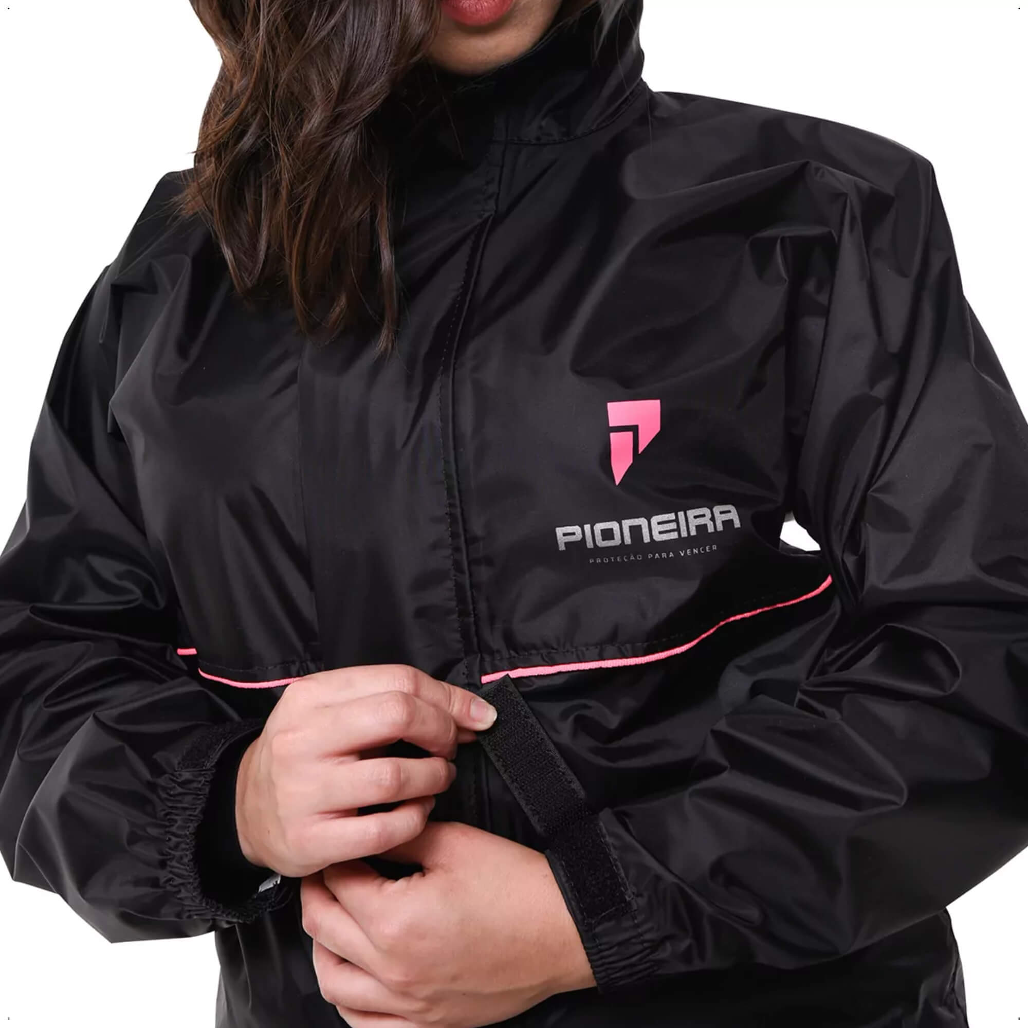 Conjunto Capa de Chuva Feminino Tam G Impermeável Motoqueiro Nylon 0,20mm Pioneira-1101-F-PRE-G