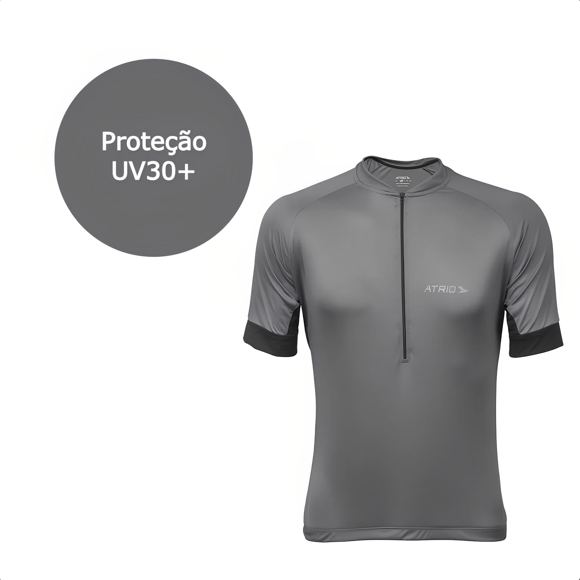 Camisa de Ciclismo Sport Masculina Chumbo Tamanho XG Dryfit Superlight Proteção UV30 Atrio - VB010