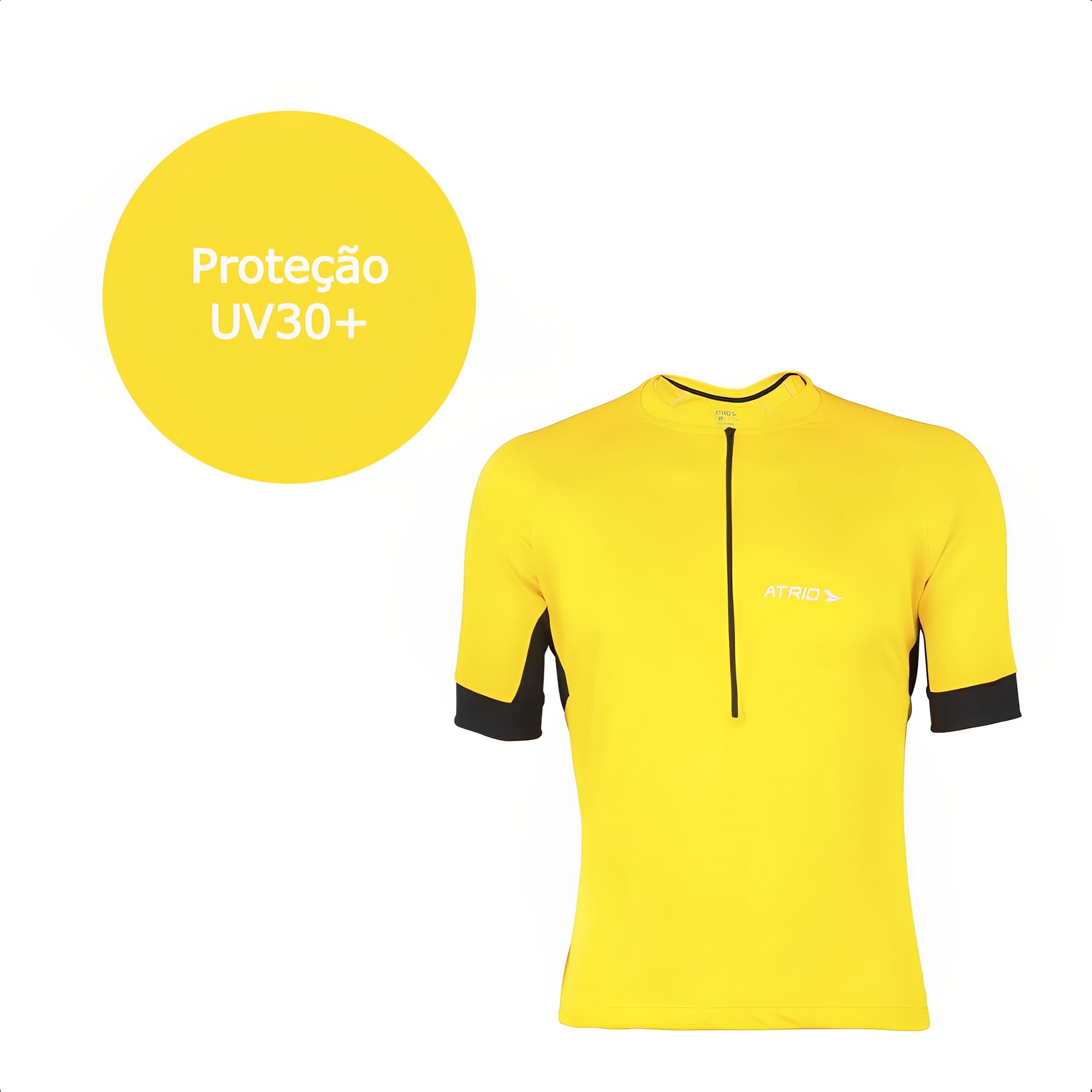 Camisa de Ciclismo Sport Masculina Amarela Tamanho XG Dryfit Superlight Proteção UV30 Atrio-VB015