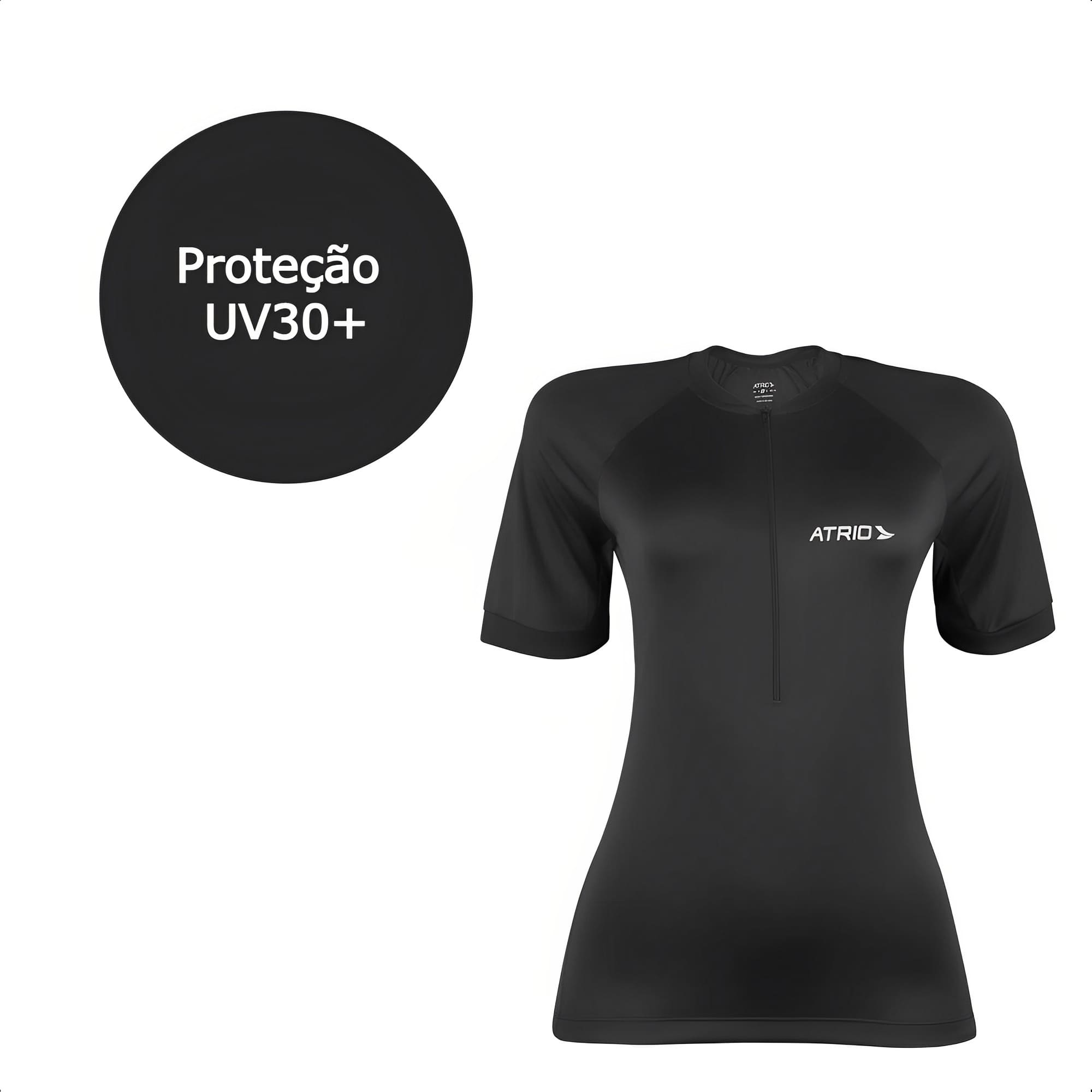 Camisa De Ciclismo Sport Feminina Preto Tamanho GG Dryfit Evita o Mau Odor Atrio - VB030