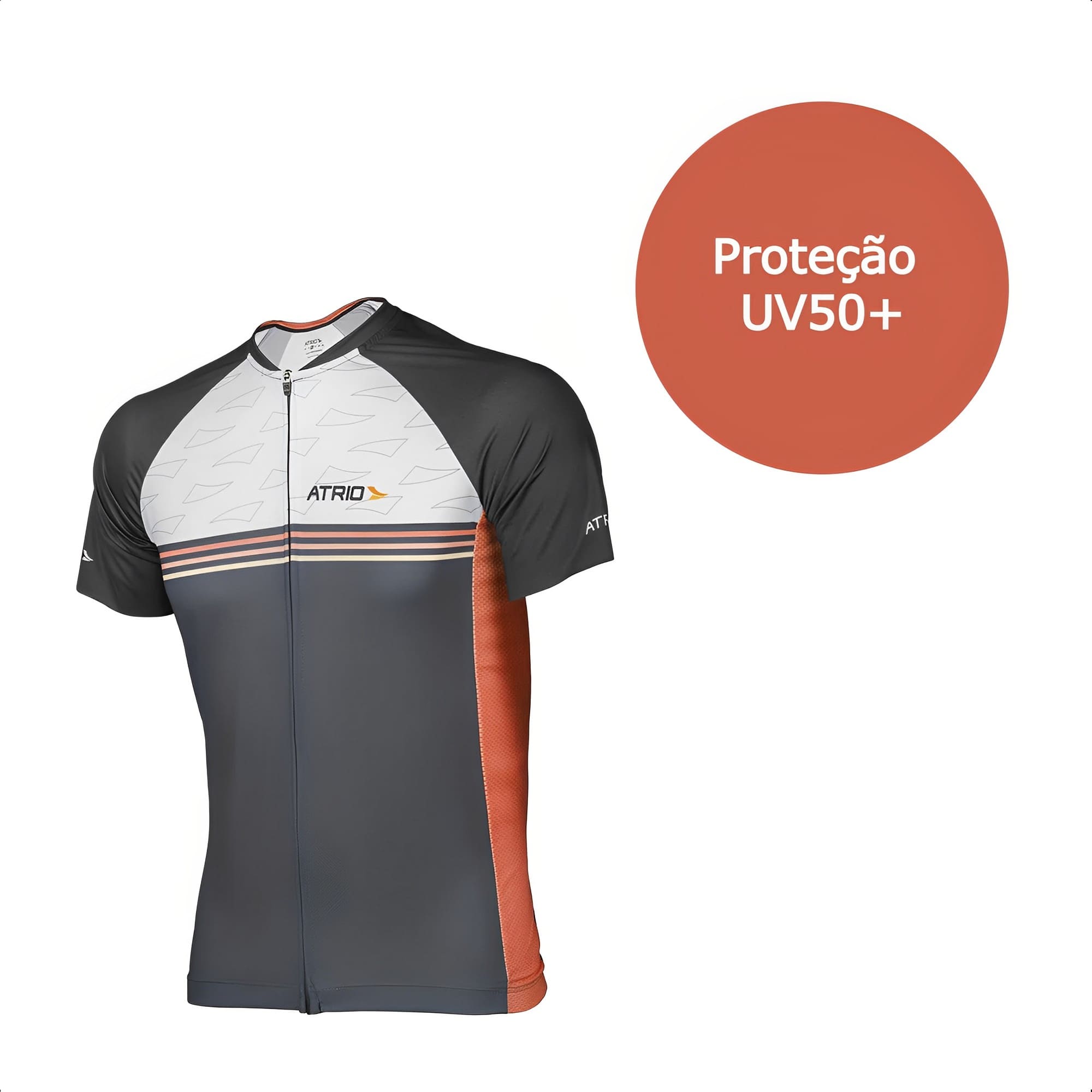 Camisa De Ciclismo Race Masculina Tamanho GG Dryfit UV50+ Preto/Laranja Atrio - VB034
