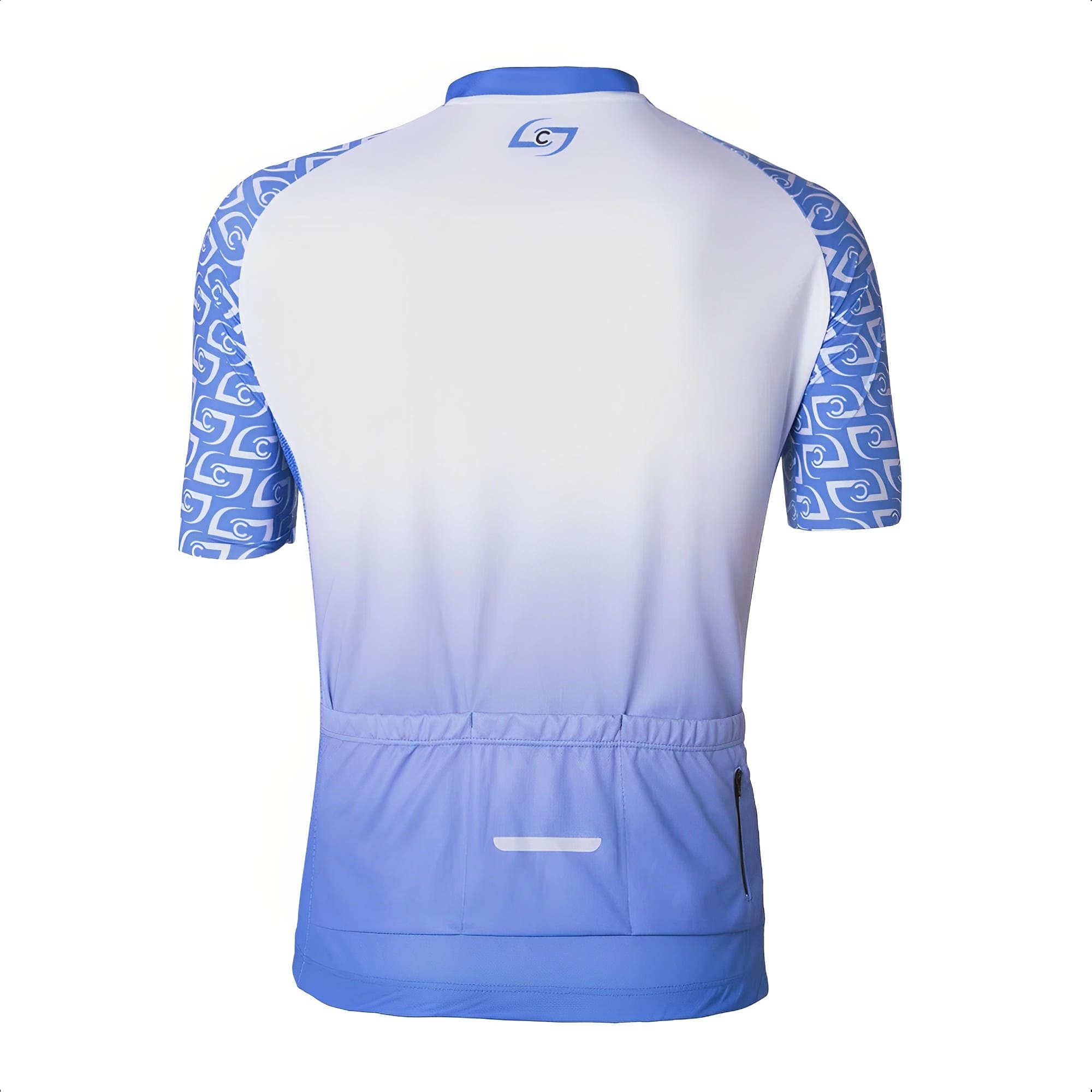 Camisa de Ciclismo Masculina Tam. GG DryFit, Zíper Trava, UV50+ Stages Azul/Branco Atrio - VB044