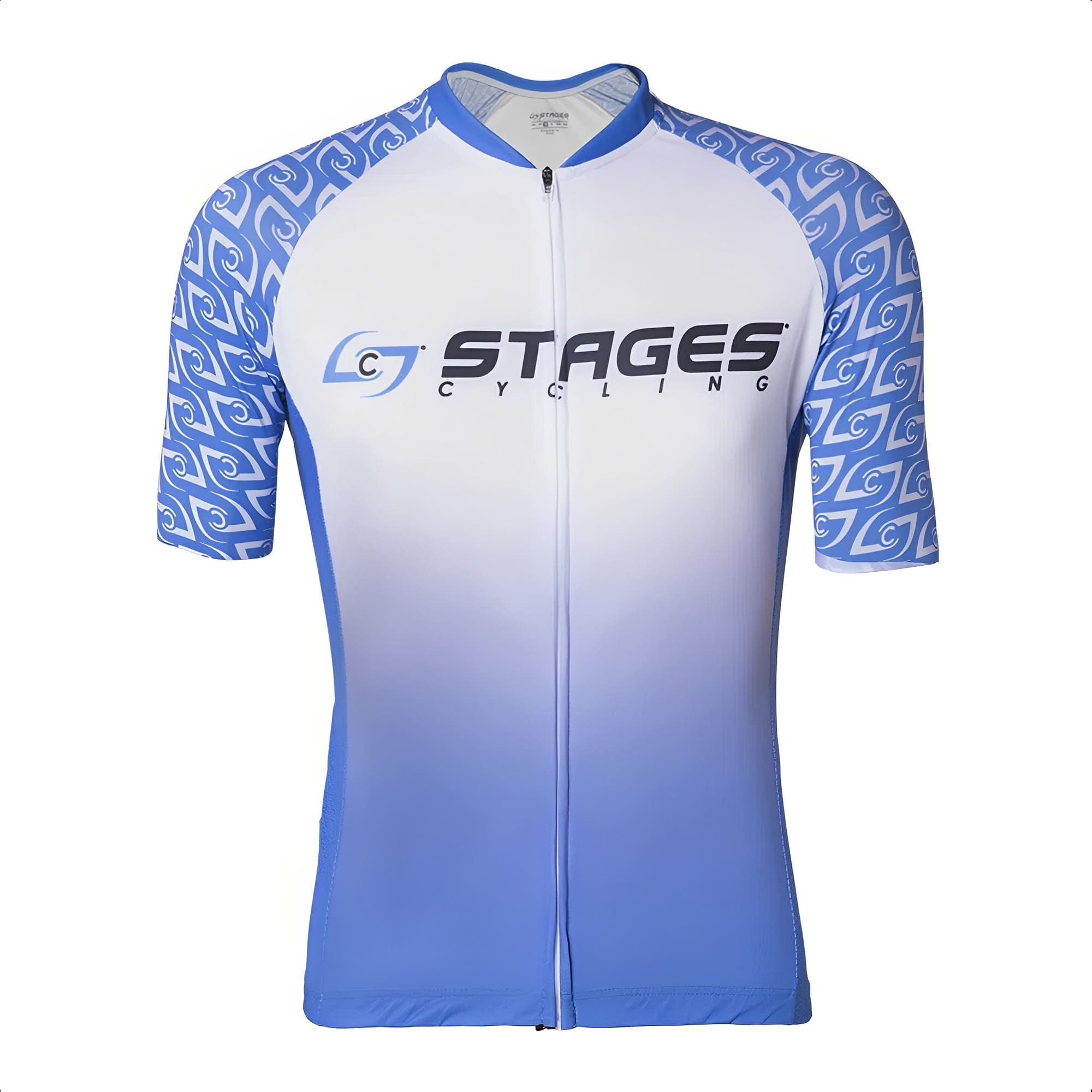 Camisa de Ciclismo Masculina XG DryFit, Zíper com Trava, UV50+ Stages Race Azul/Branco Atrio-VB045