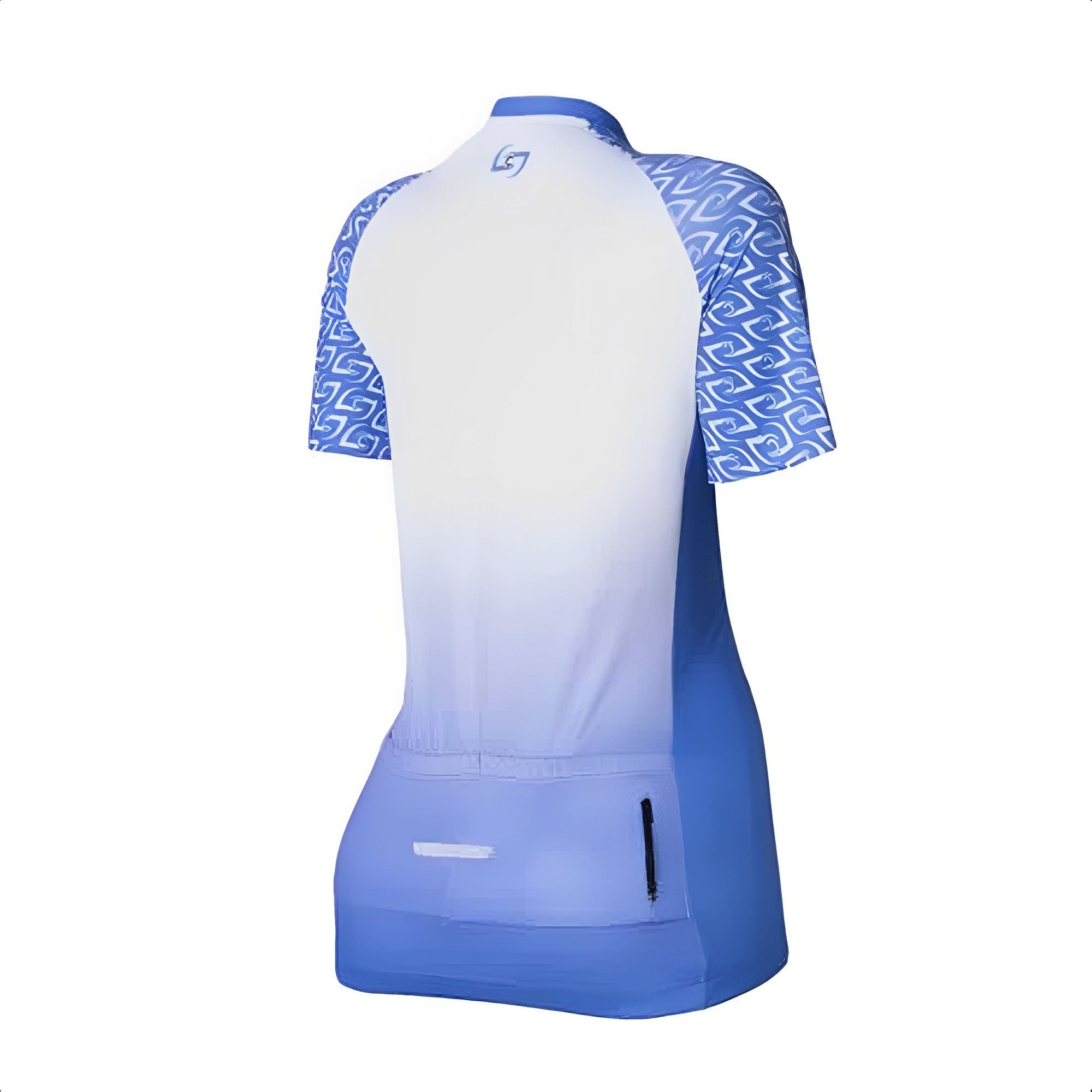 Camisa de Ciclismo Feminina G DryFit, Zíper com Trava, UV50+ Stages Race Azul/Branco Atrio-VB049