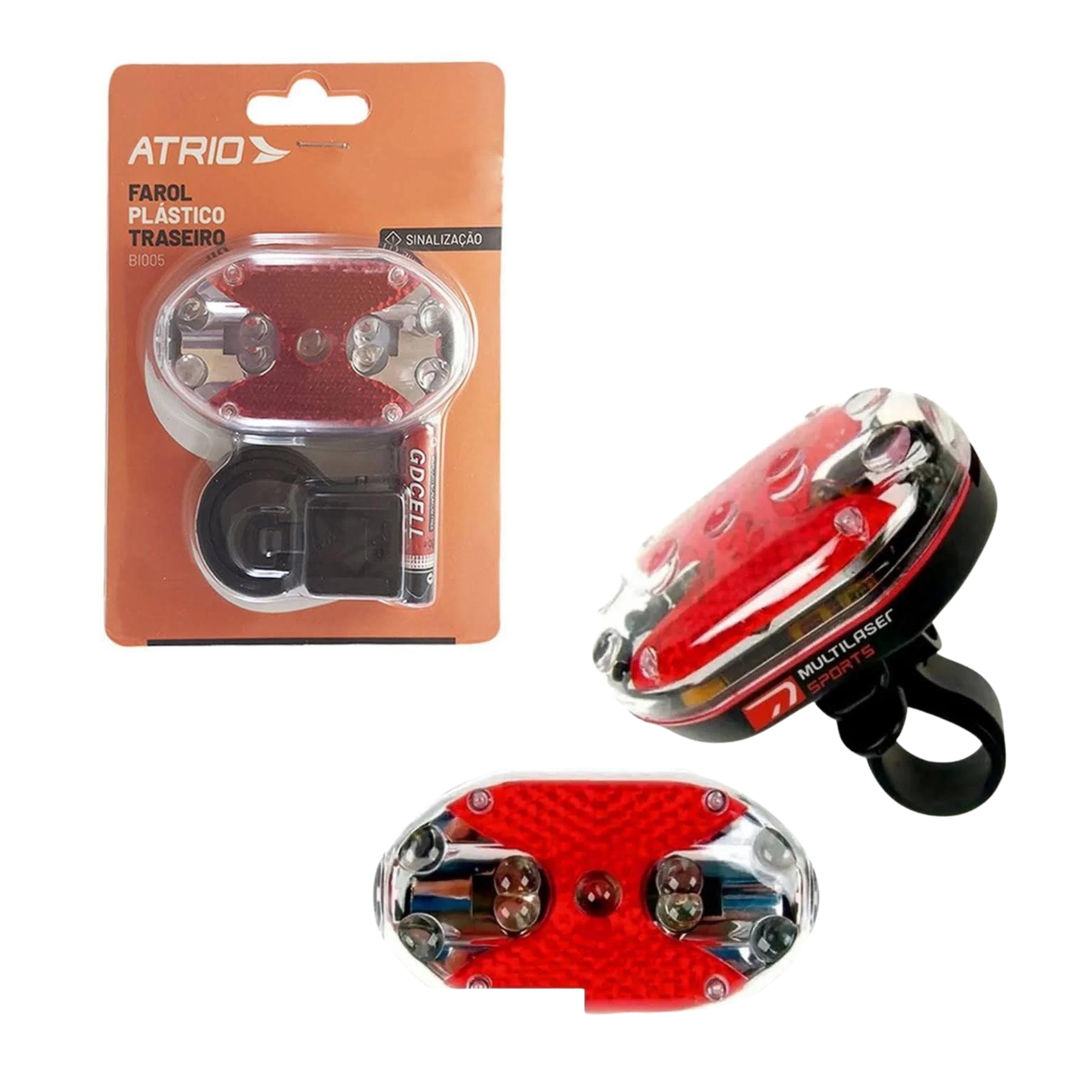 Farol de LED Traseiro p/ Bike Sinalização c/ suporte ilumina até 15M BI005 - ATRIO
