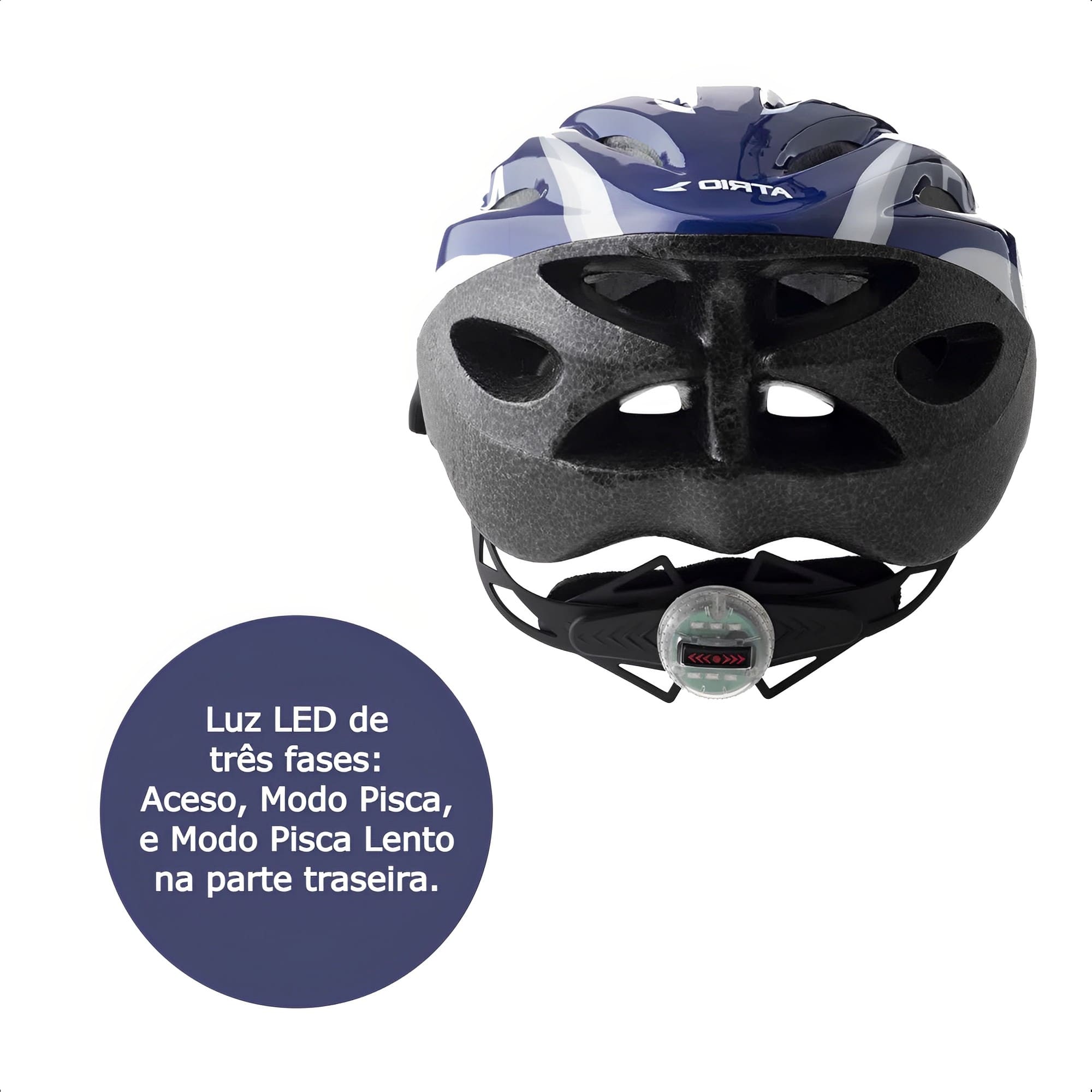 Capacete Para Ciclismo MTB 20 LED Traseiro 19 Entradas De Ventilação Azul E Branco G Atrio - BI167