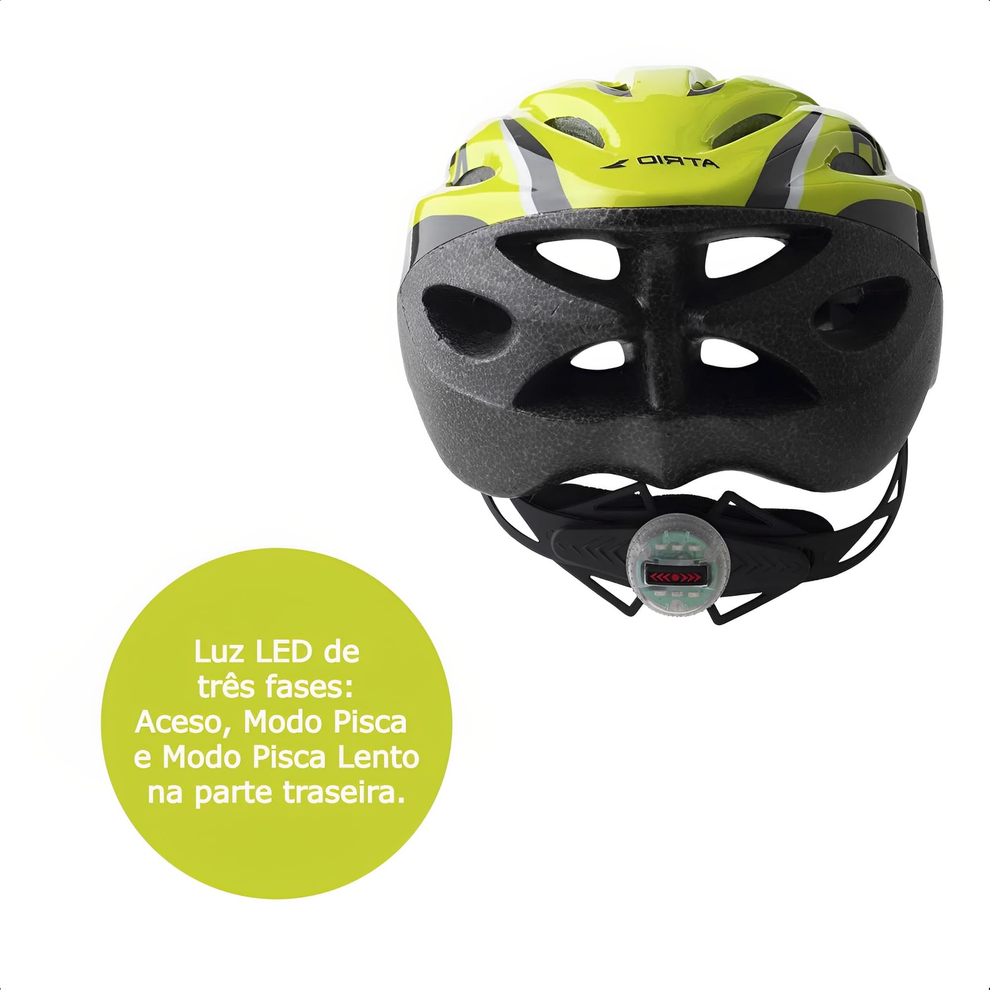 Capacete para Ciclismo MTB 20 Com LED Traseiro 19 Ventilação Neon/Preto M Atrio Multrilaser-BI168