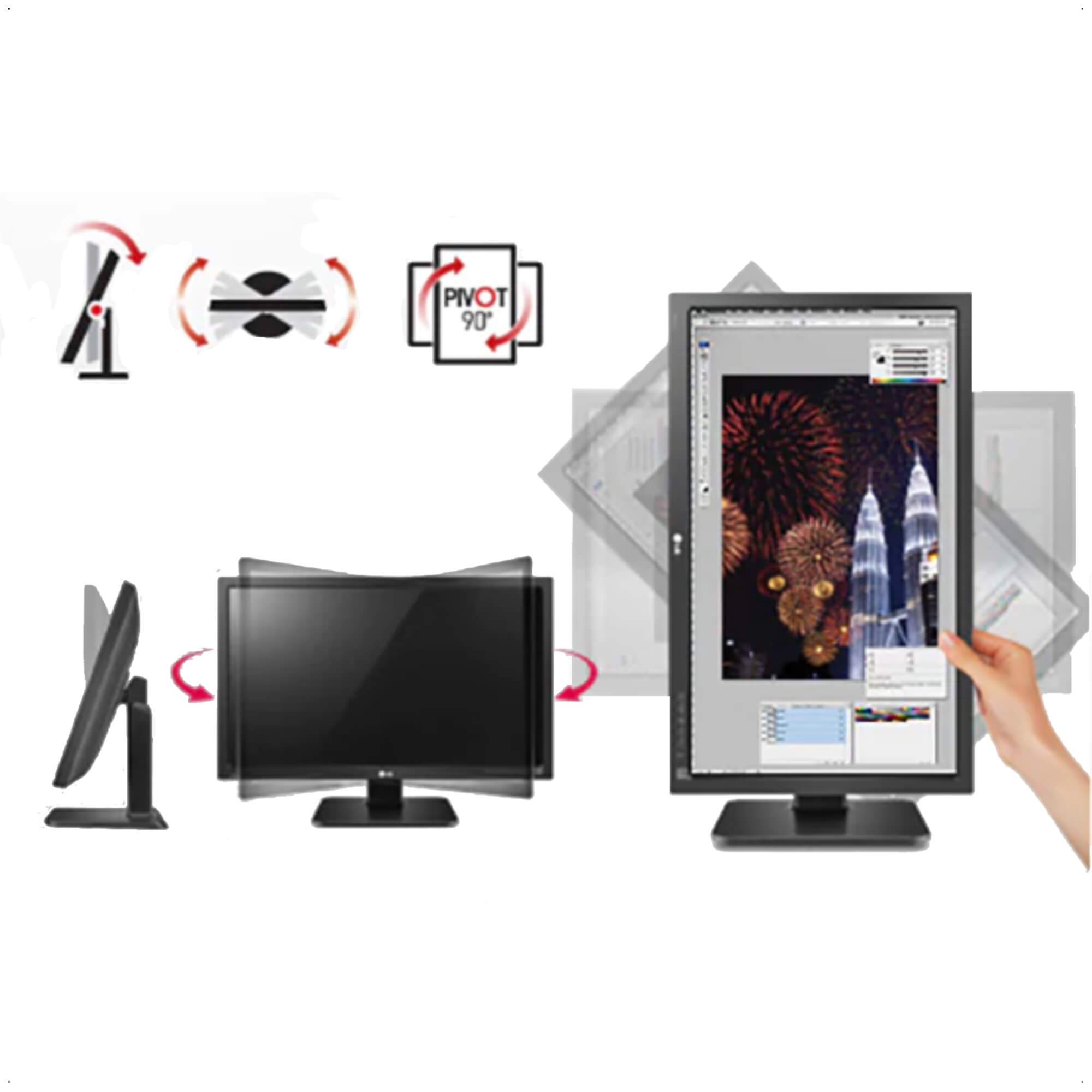 Monitor LG 21.5 Pol. IPS D-SUB Display Port HDMI FullHD Inclinação Preto Pivot 22BN550Y.-B.AWZM