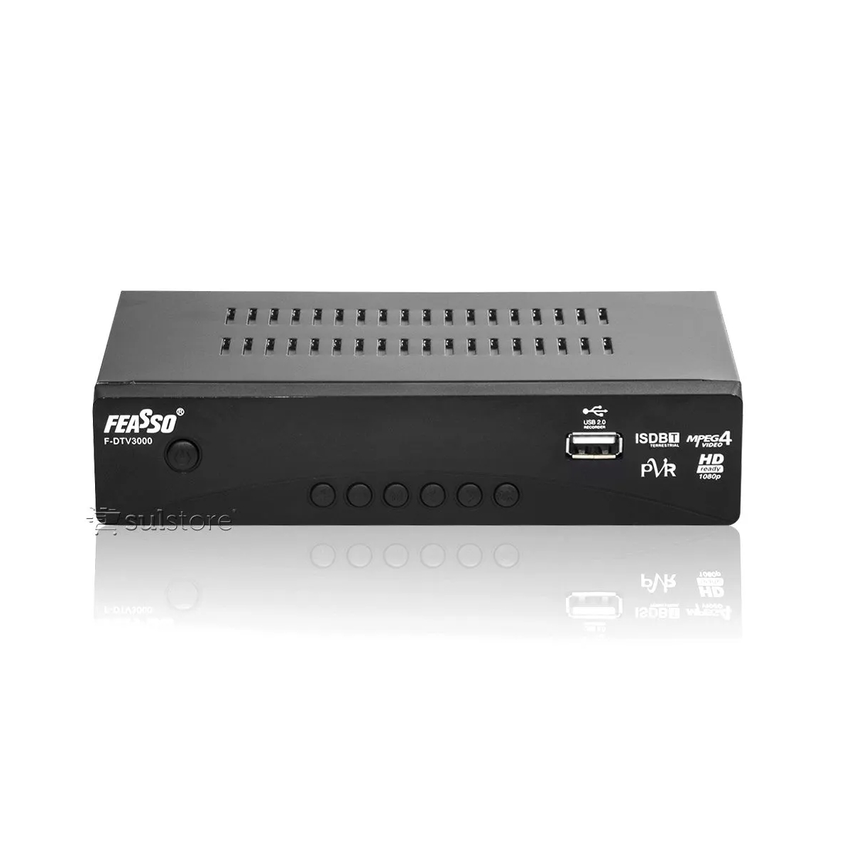 Conversor de TV Digital Full HD Função Gravador com Multimídia Feasso - F-DTV3000