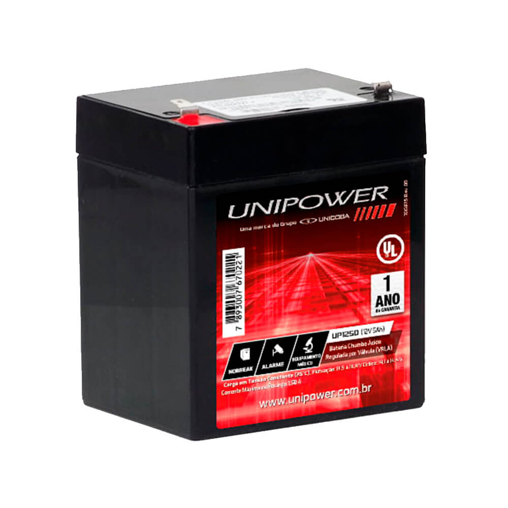 Bateria para nobreak interna selada 12V 5,0AH - UP1250  Unipower