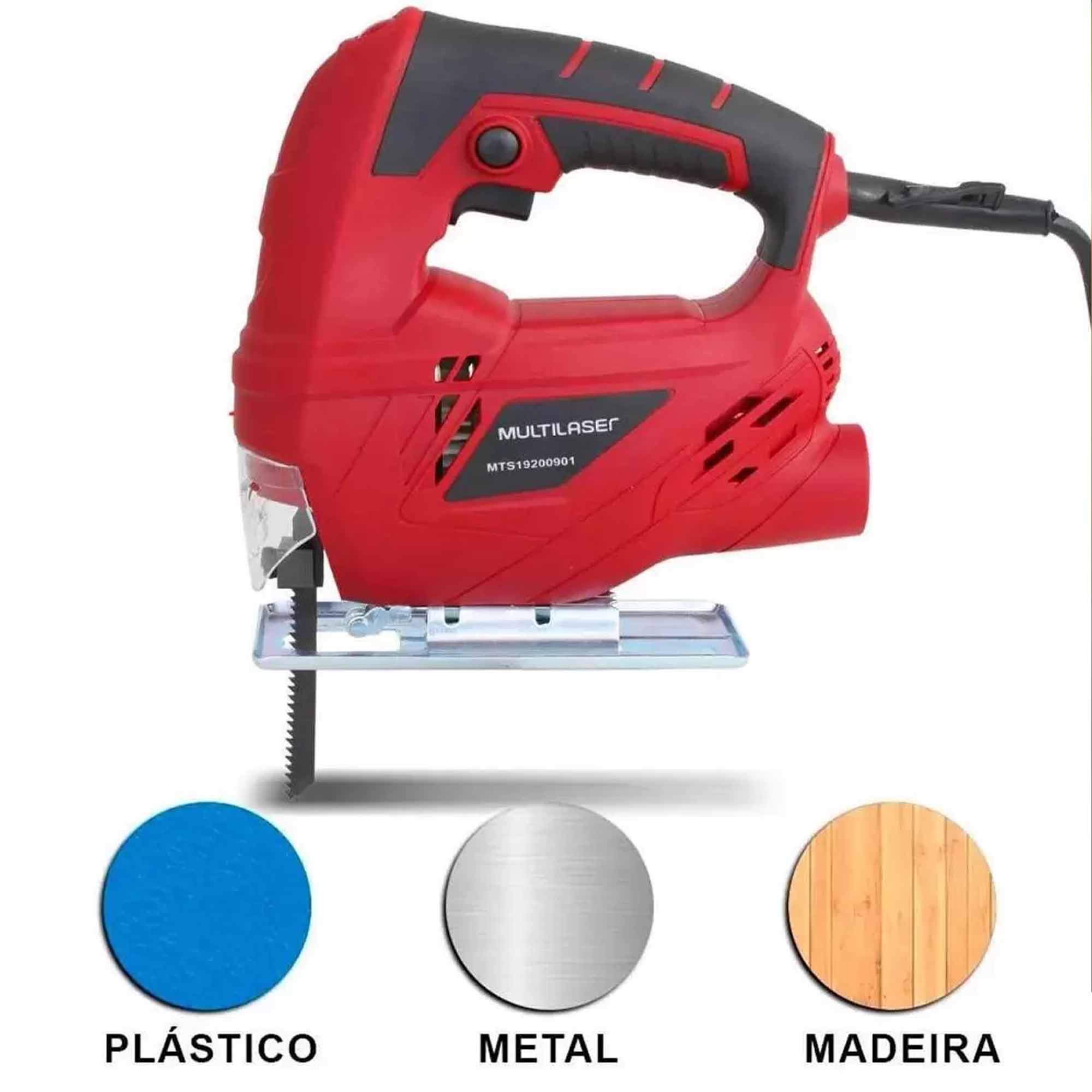 Serra Tico Tico com Lâmina para Madeira e Base Ajustável 500W 220 Vermelha Multilaser- HO047