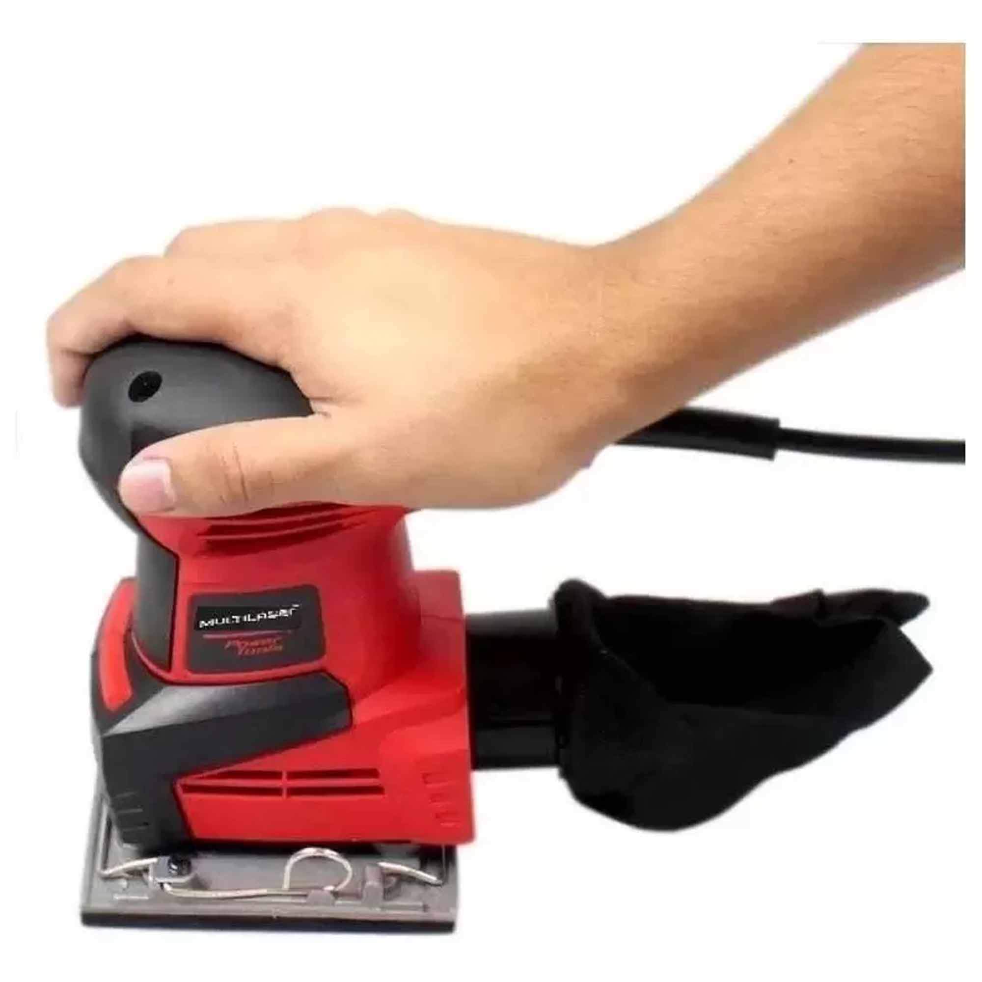 Lixadeira Orbital Portátil 240W 110V Vermelha Ferramenta Construção Potente Multilaser - HO054